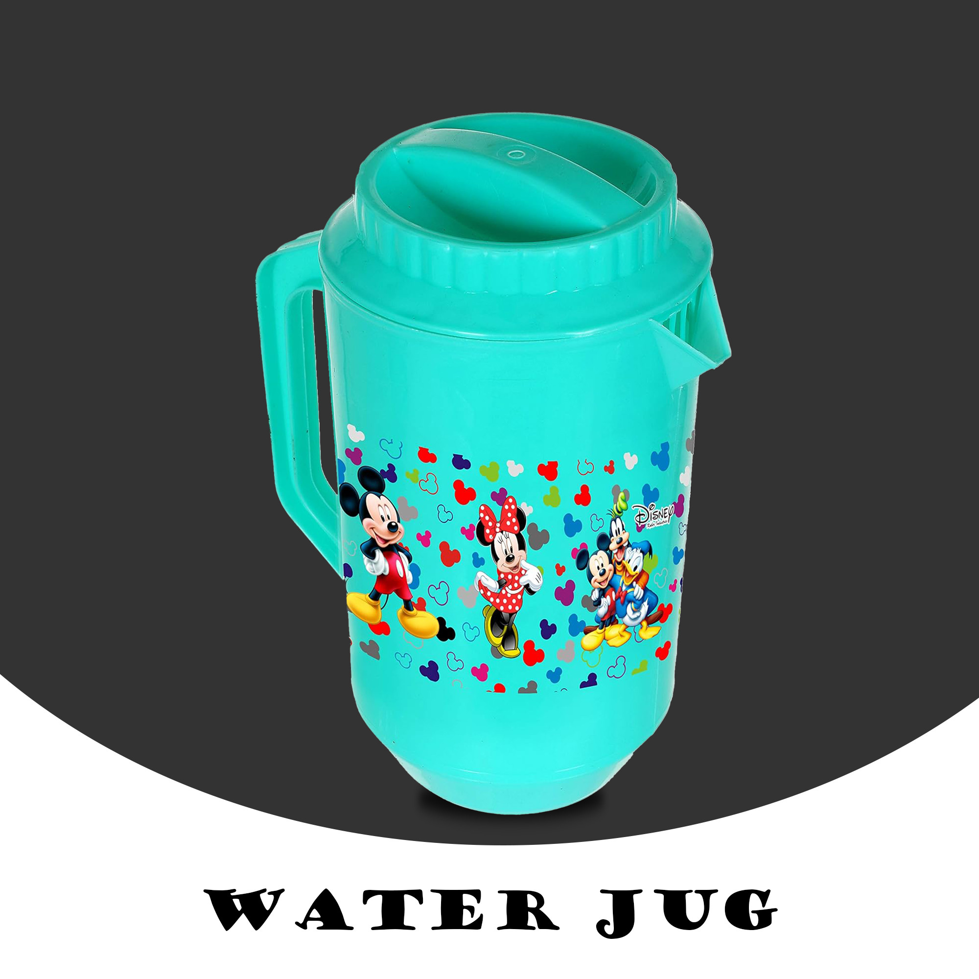 Kuber Industries    Water Jug  2 LTR  Plastic Jug for Water  Disney Team  Water Dispenser  Juice Jug for Dining Table  Water Jug for Hotels  Restaurants  BPA-Free  Green