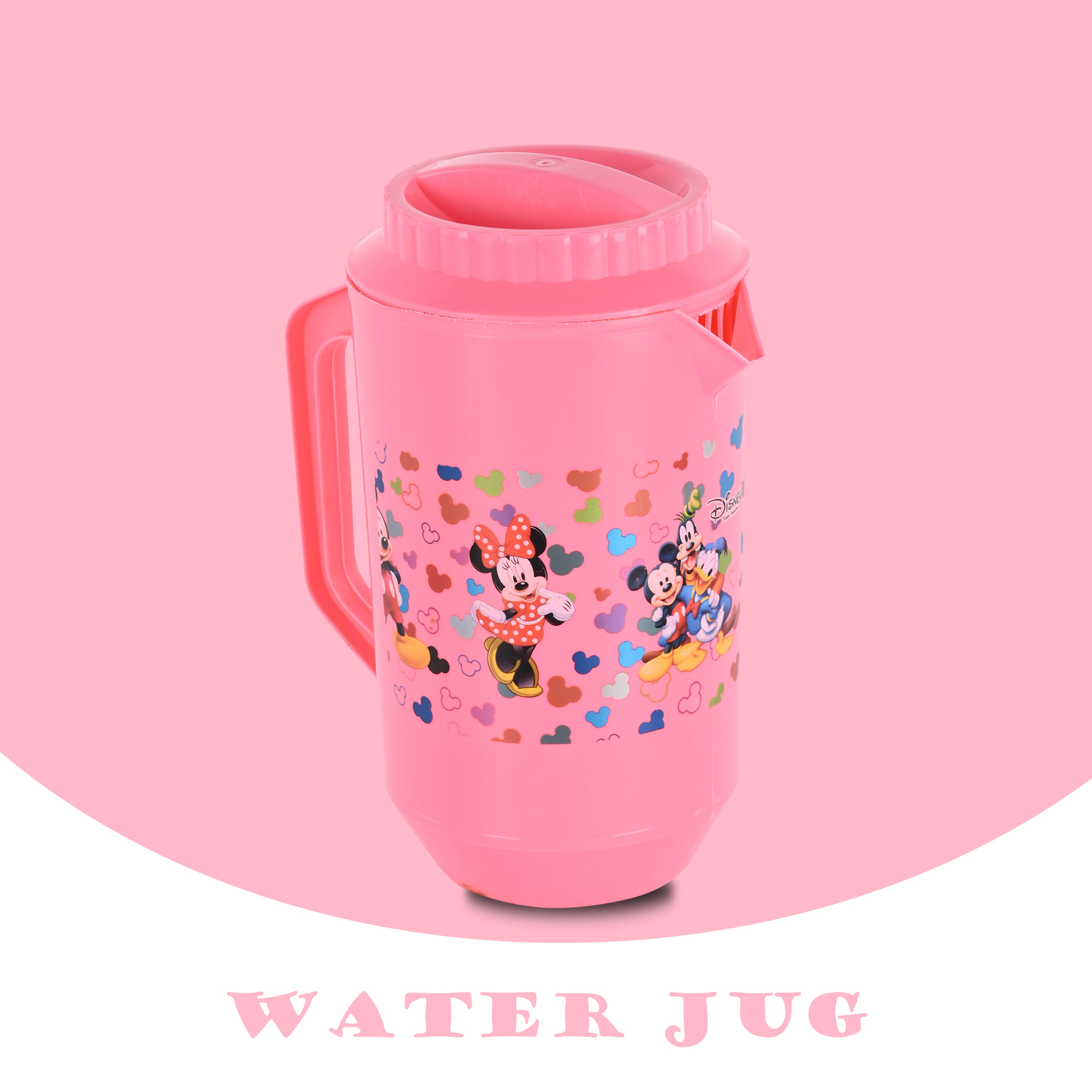 Kuber Industries    Water Jug  2 LTR  Plastic Jug for Water  Disney Team  Water Dispenser  Juice Jug for Dining Table  Water Jug for Hotels  Restaurants  BPA-Free  Pink