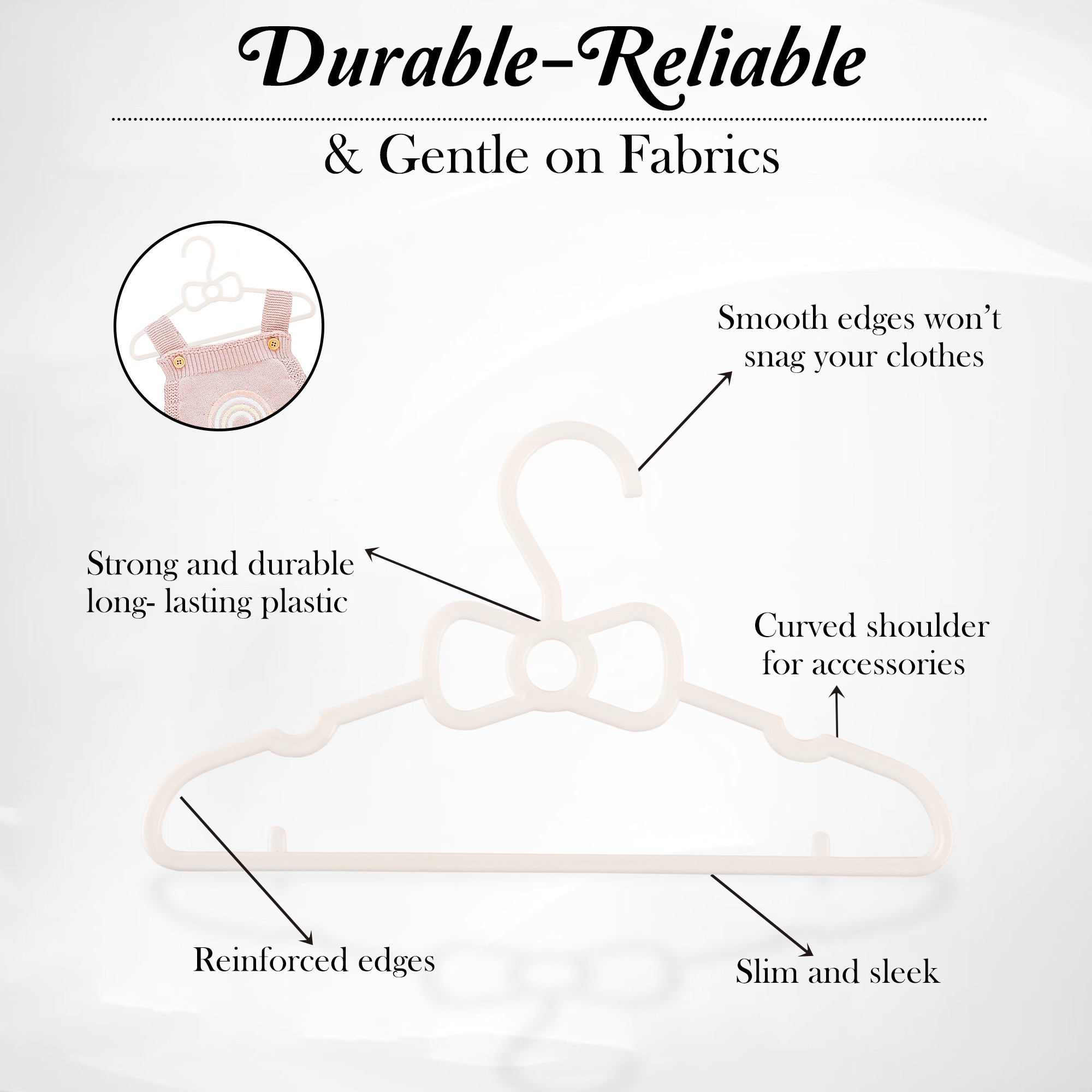 Kuber Industries   Baby Hangers for Clothes Hanging  Easy Organization Kids Hangers for Clothes  Nappies  Convenient Cloth Hangers for Wardrobe  White