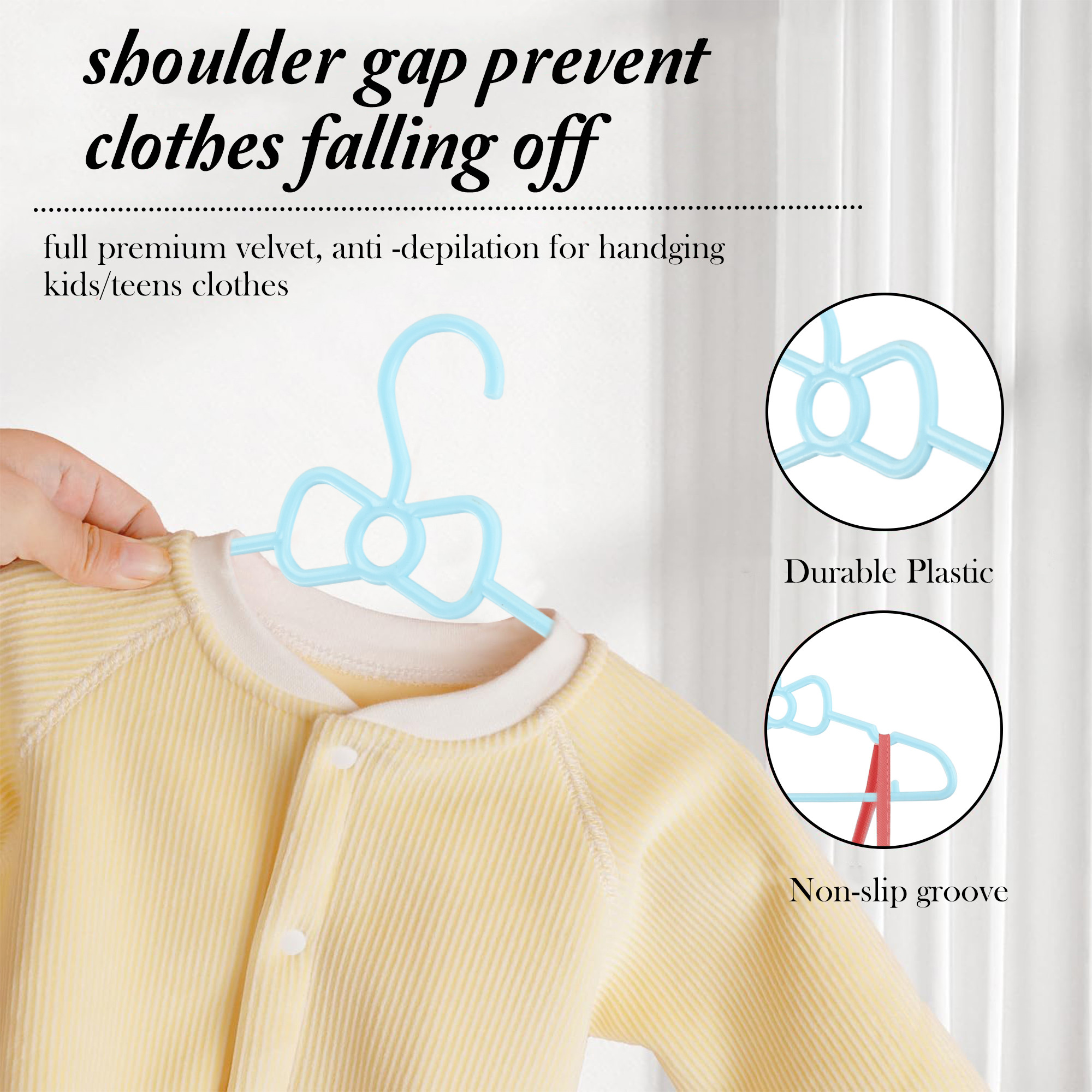 Kuber Industries   Baby Hangers for Clothes Hanging  Easy Organization Kids Hangers for Clothes  Nappies  Convenient Cloth Hangers for Wardrobe  Sky Blue