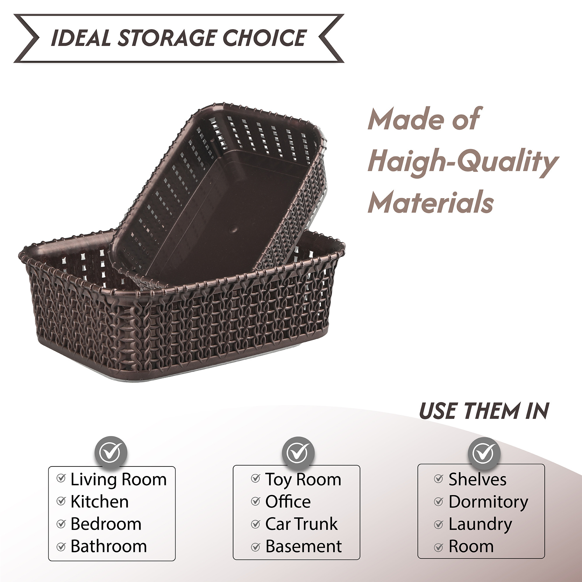 Kuber Industries   Multi-Purpose Plastic Basket for Storage M15  Spacious Stationary  Jewellery Holder  Home Organizers for Kitchen Bedroom  Dining Table  Brown