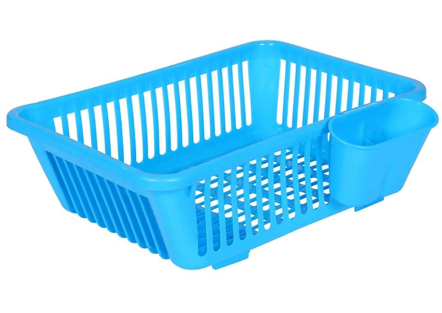 Kuber Industries  3 in 1 Large Durable Plastic Kitchen Sink Dish Rack Drainer Drying Rack Washing Basket with Tray for Kitchen, Dish Rack Organizers, Utensils Tools Cutlery (Blue)