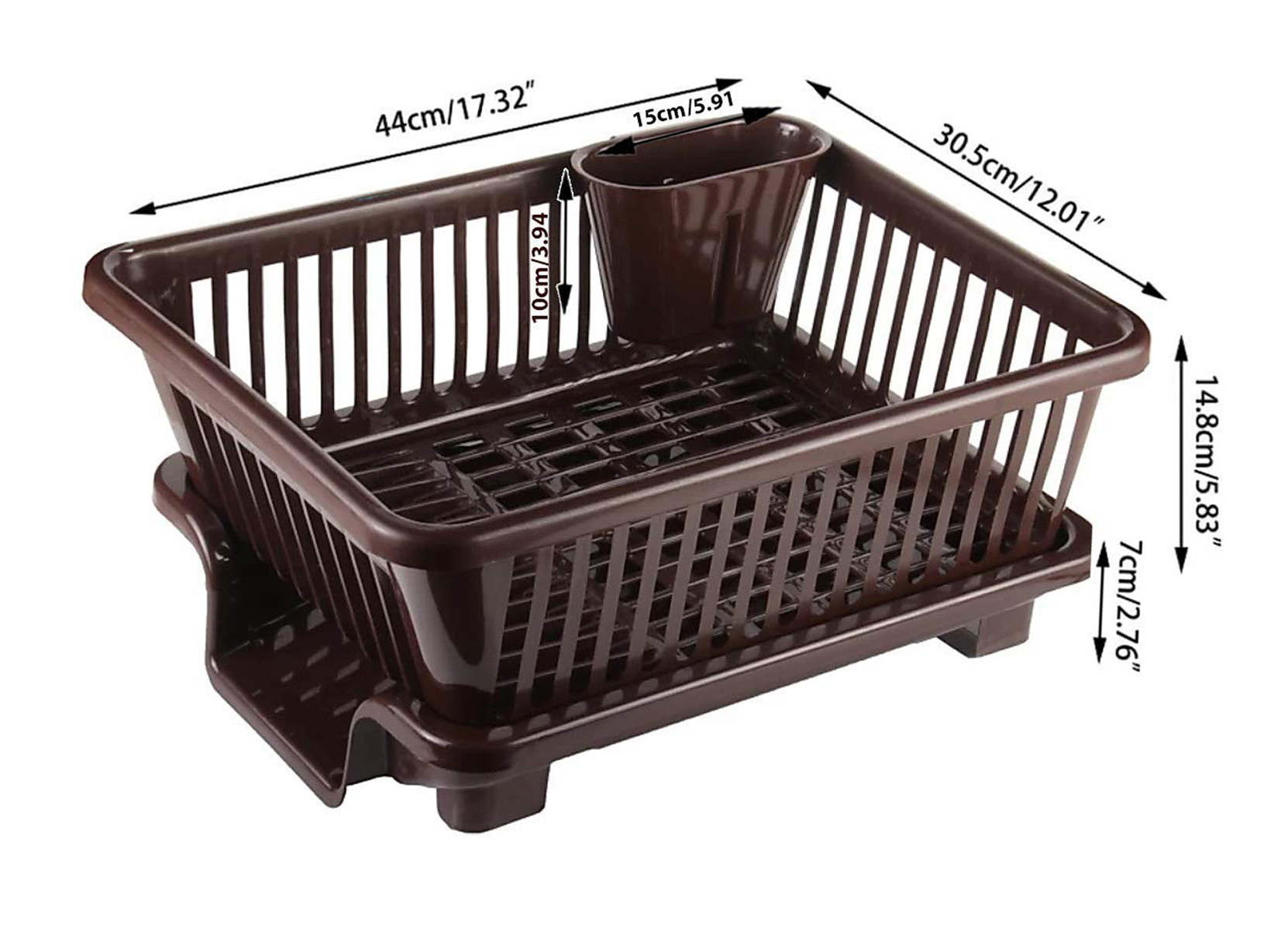 Kuber Industries  3 in 1 Large Durable Plastic Kitchen Sink Dish Rack Drainer Drying Rack Washing Basket with Tray for Kitchen, Dish Rack Organizers, Utensils Tools Cutlery (Brown)