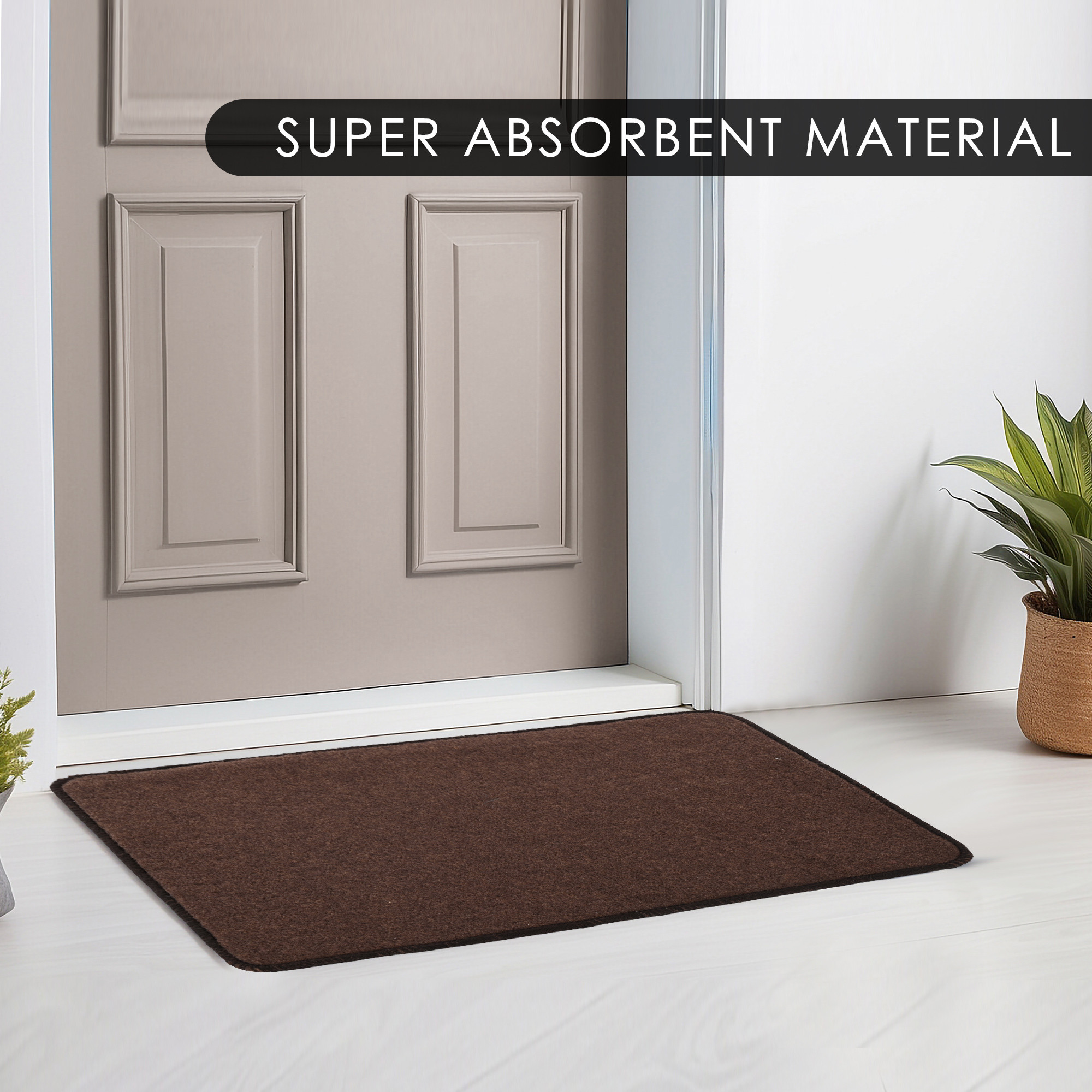 Kuber Industries  Anti-Skid Door Mats For Home  Soft Washable Microfibre  Water Soaking FloorBathroom Mat - Brown