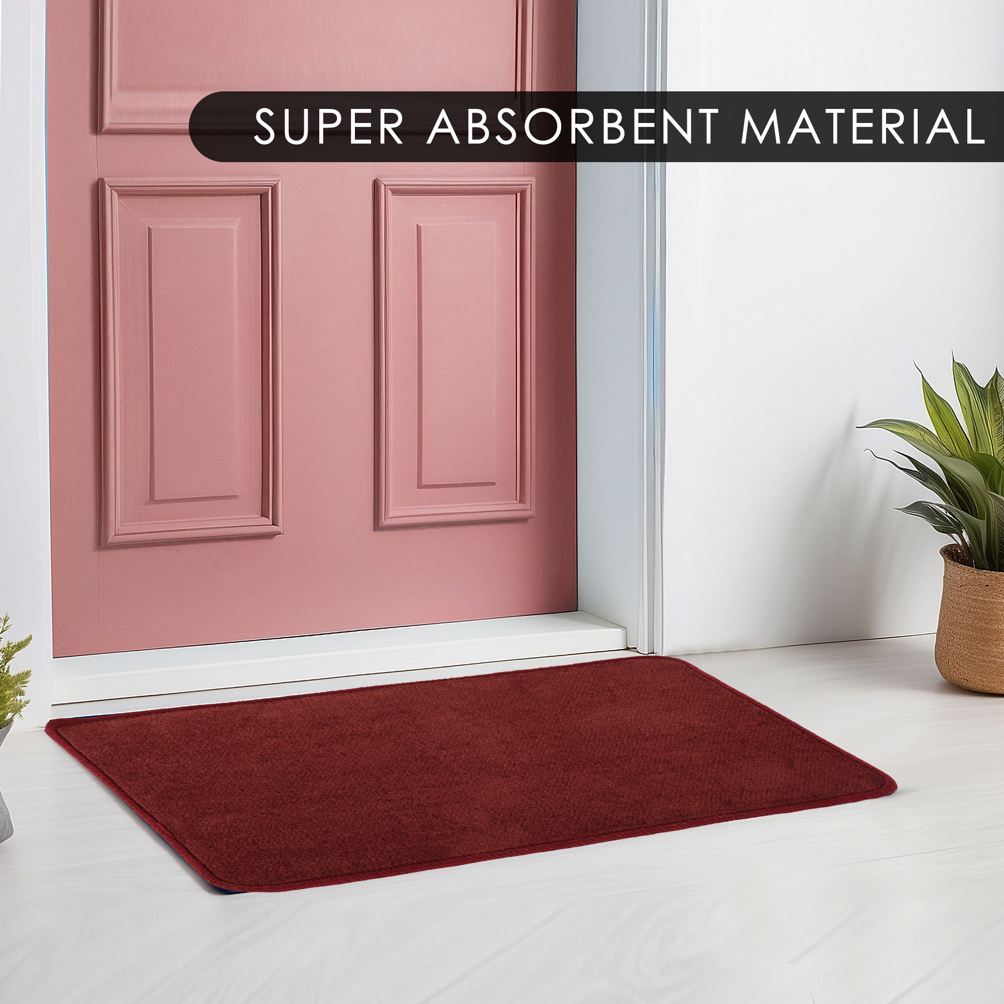 Kuber Industries  Anti-Skid Door Mats For Home  Soft Washable Microfibre  Water Soaking FloorBathroom Mat - Maroon