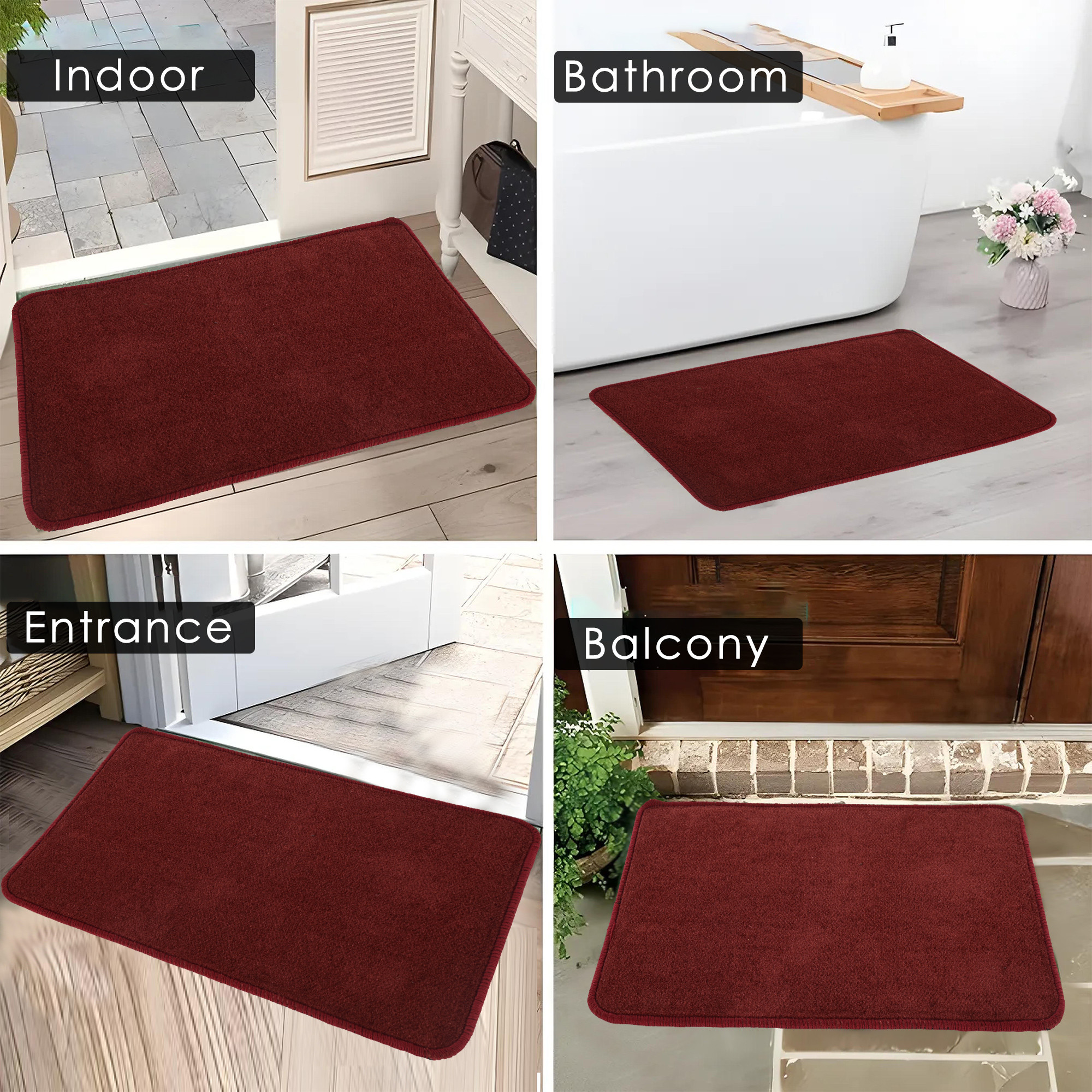 Kuber Industries  Anti-Skid Door Mats For Home  Soft Washable Microfibre  Water Soaking FloorBathroom Mat - Maroon
