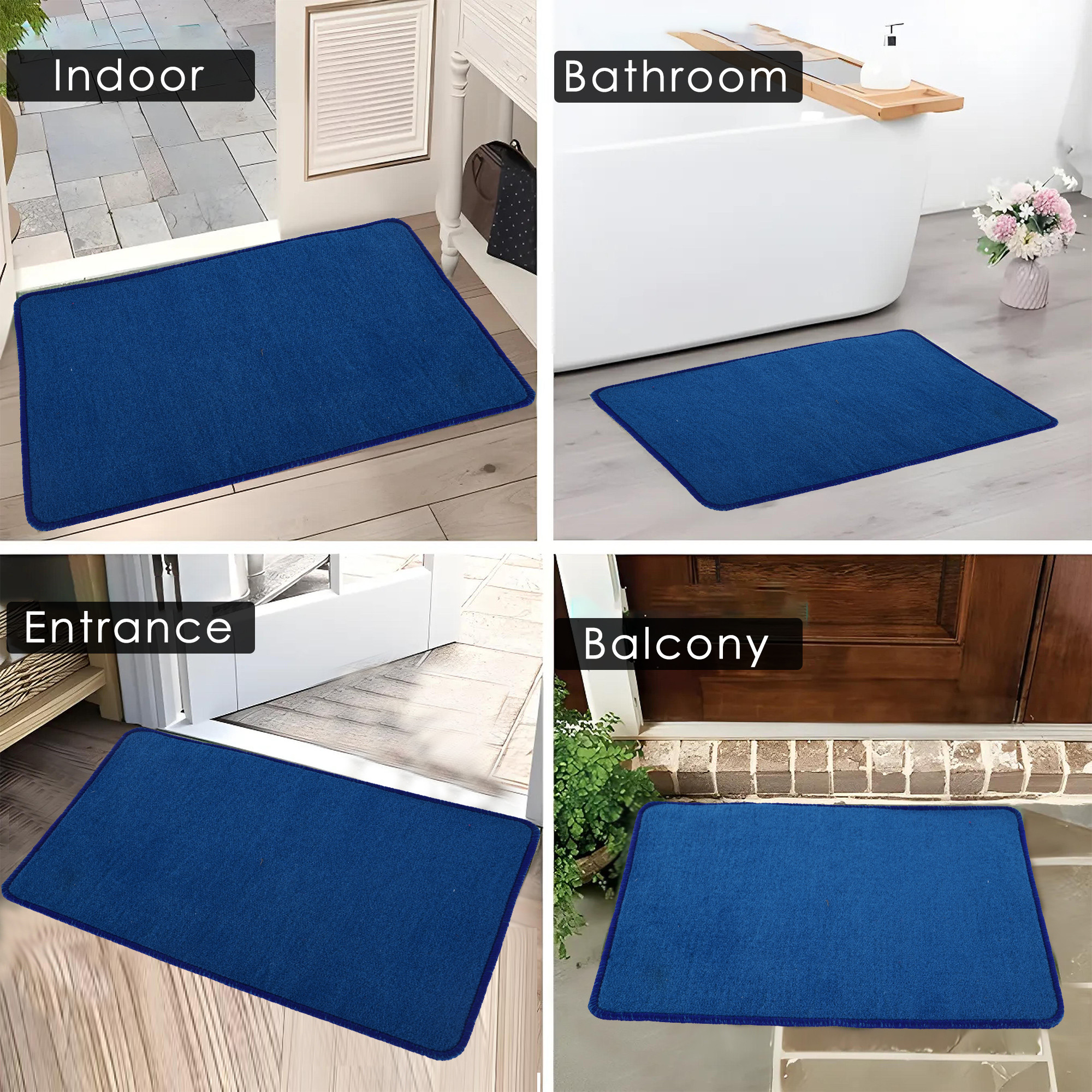 Kuber Industries  Anti-Skid Door Mats For Home  Soft Washable Microfibre  Water Soaking FloorBathroom Mat - Blue