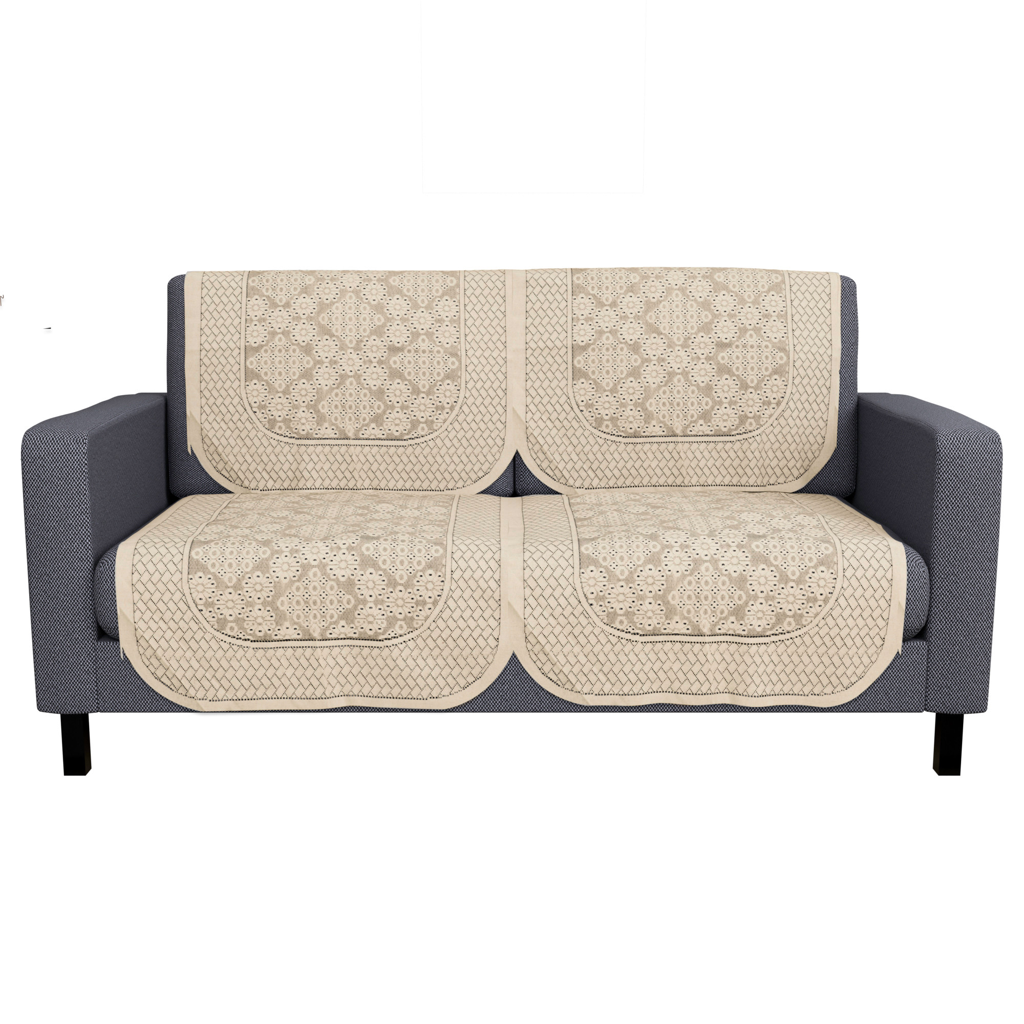 Kuber Industries  Anti Slip Sofa Covers for Home  Decorative Sofa Set Cover for Living Room  Protective Sofa Sheet  Sofa Seat Cover from Spill  Shot  Self Boring Design - Cream