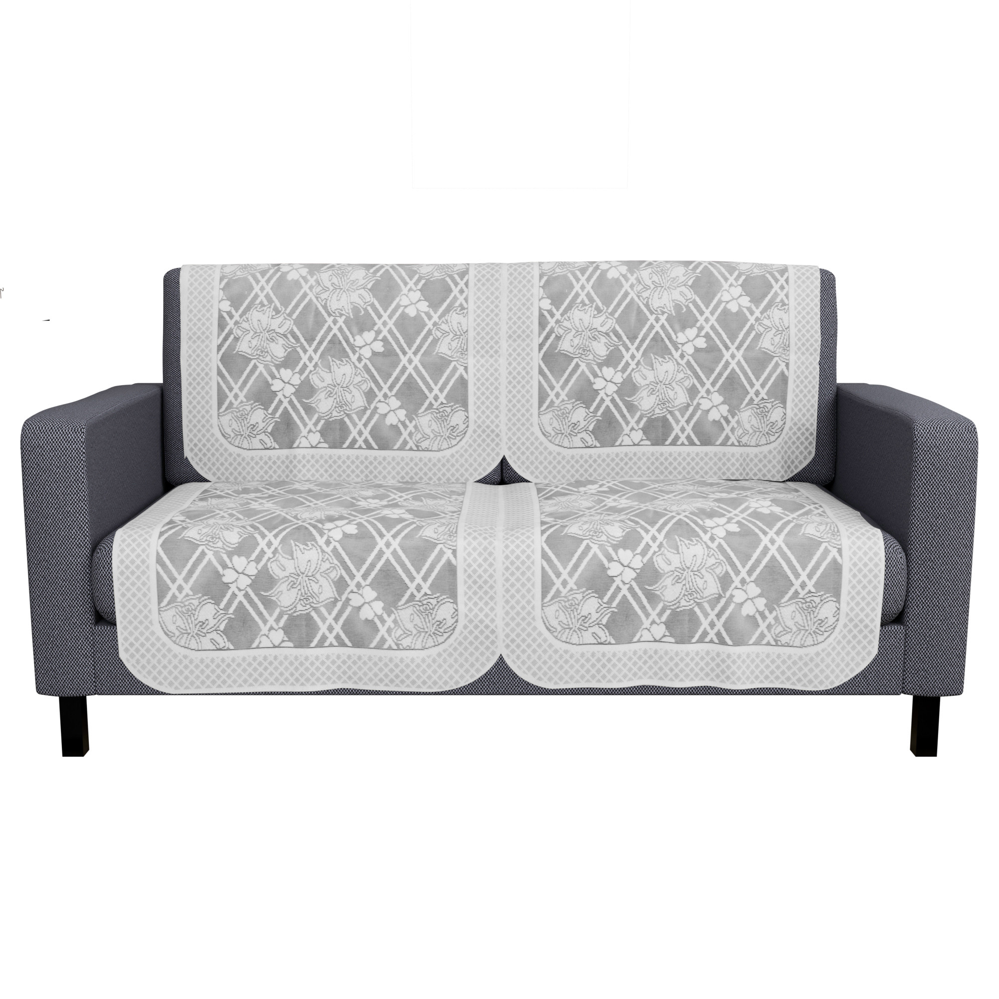Kuber Industries  Anti Slip Sofa Covers for Home  Decorative Sofa Set Cover for Living Room  Protective Sofa Sheet  Sofa Seat Cover from Spill  Shot  Cross Flower Net - Grey