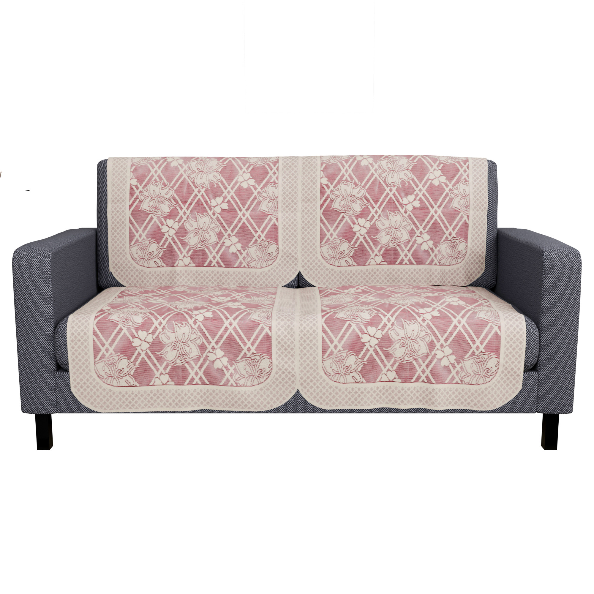 Kuber Industries  Anti Slip Sofa Covers for Home  Decorative Sofa Set Cover for Living Room  Protective Sofa Sheet  Sofa Seat Cover from Spills  Shots  Cross Flower Net - Maroon