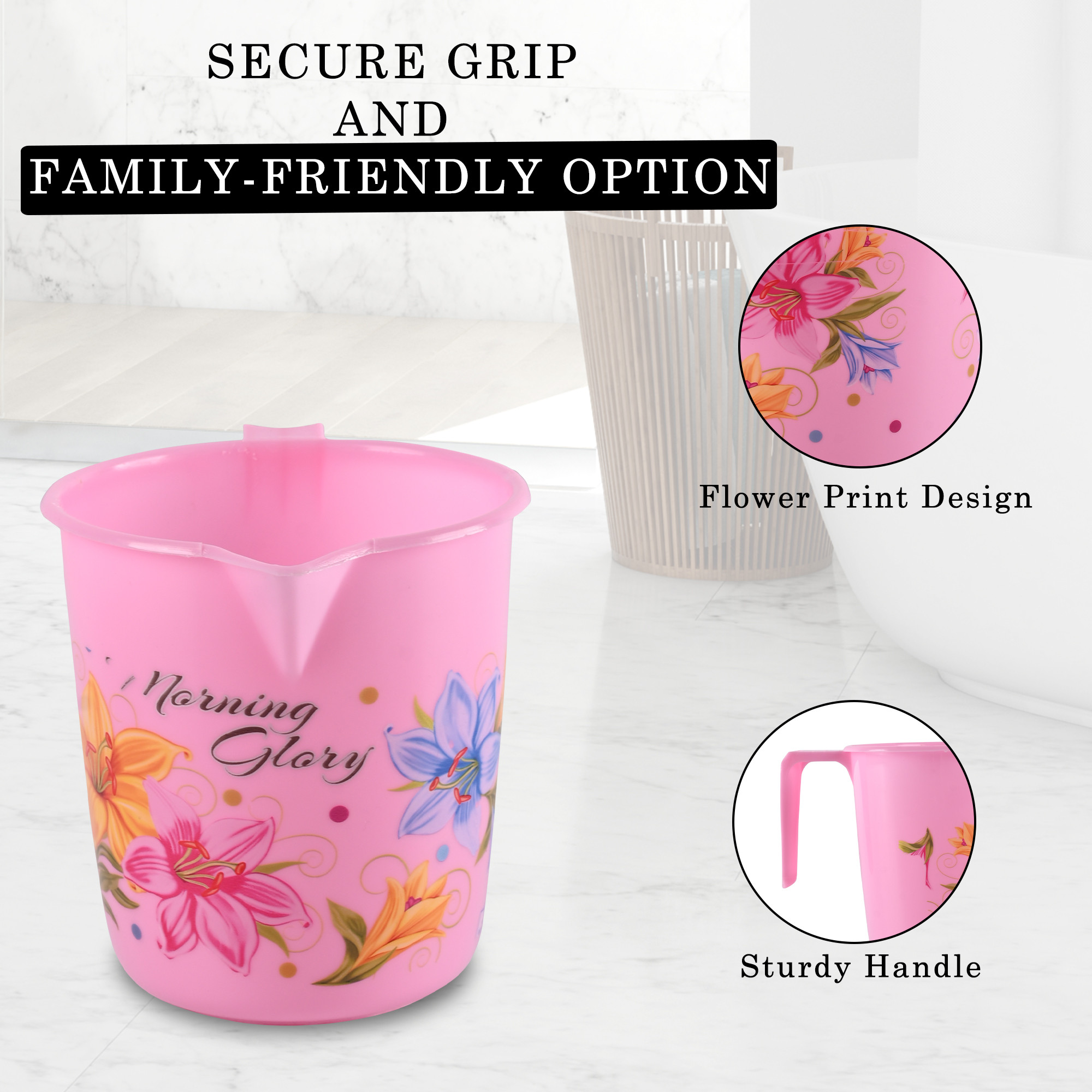 Kuber Industries  Bath Mug 500 ML Multipurpose Mug for Bathroom  Plastic Bathroom Mug  Reusable Bathing Mug  Mug for Toilet Laundry  Mug for Washroom  Pink