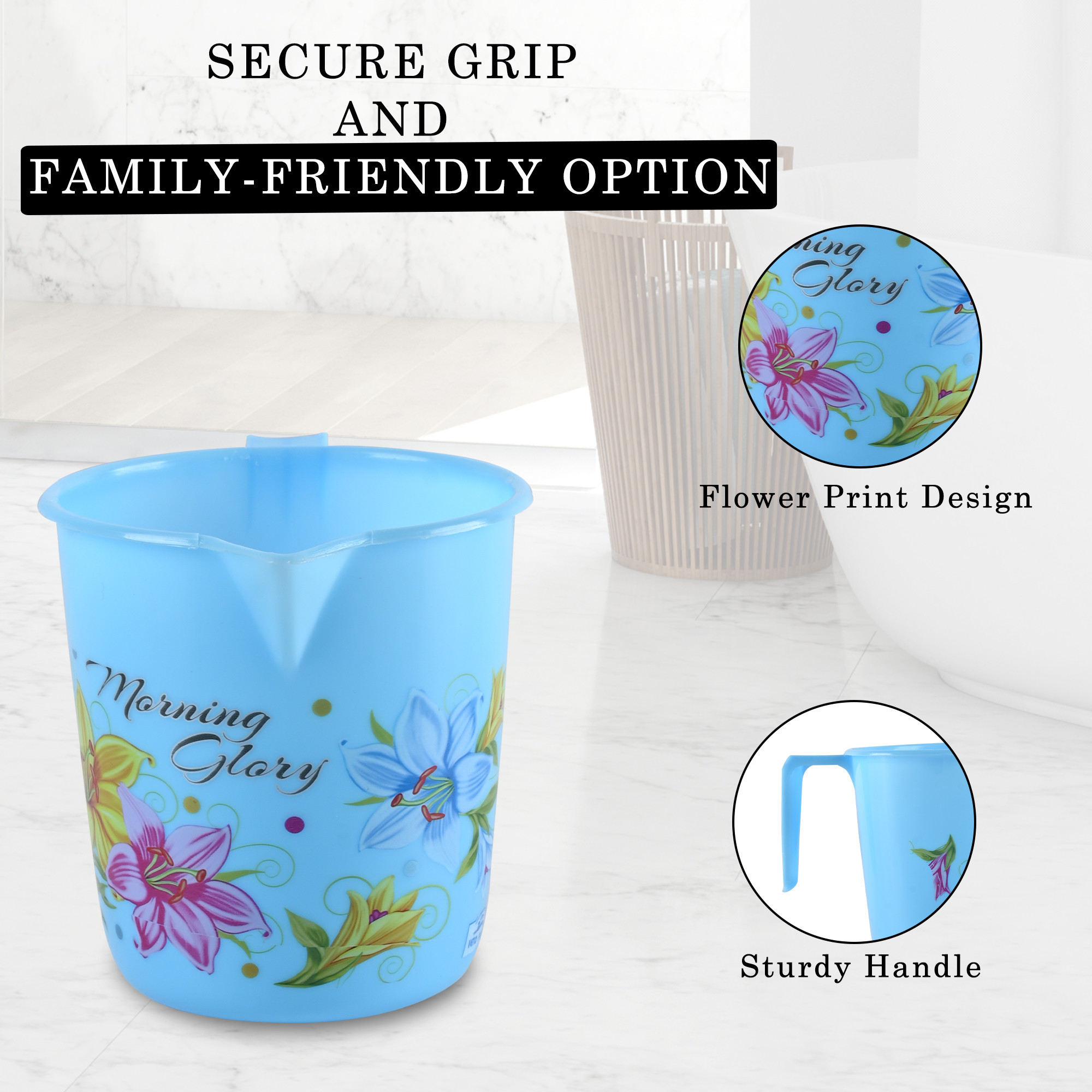 Kuber Industries  Bath Mug 500 ML Multipurpose Mug for Bathroom  Plastic Bathroom Mug  Reusable Bathing Mug  Mug for Toilet Laundry  Mug for Washroom  Blue