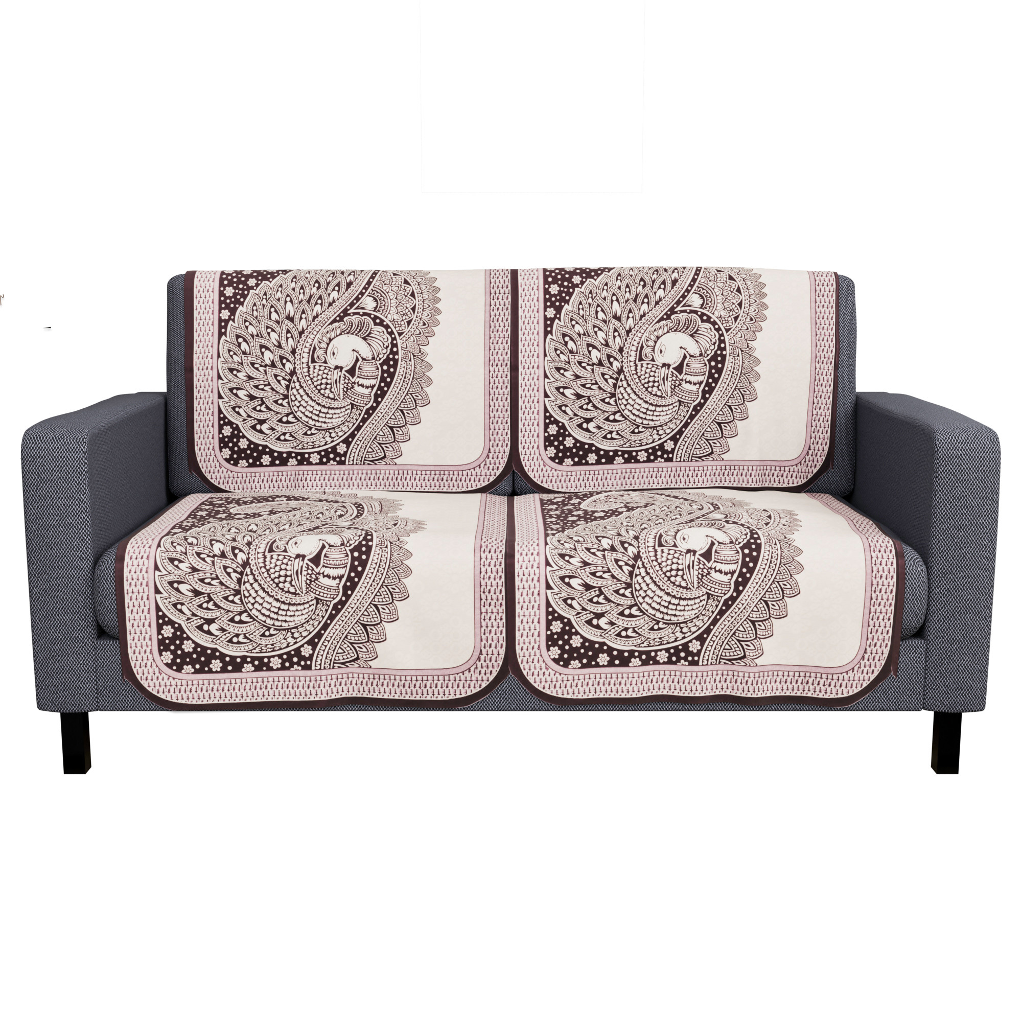 Kuber Industries  Classic  Cotton Sofa Cover Cloth  Washable  Durable Sofa Slipcover Set - Ideal Sofa Protector for Home  Office  Peacock Print - Purple