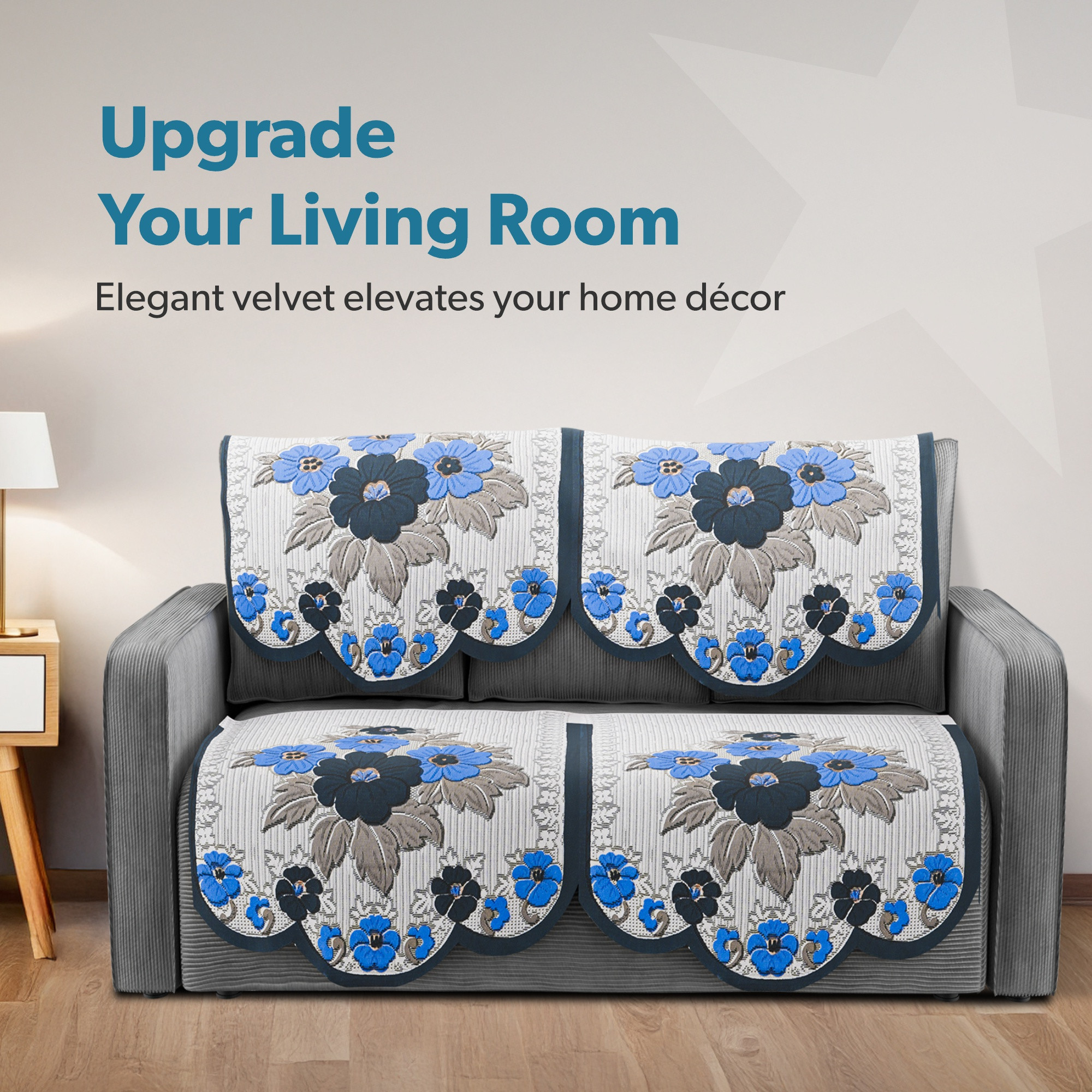 Kuber Industries  Classic  Cotton Sofa Cover Cloth  Washable  Durable Sofa Slipcover Set - Ideal Sofa Protector for Home  Office  Flower Leaf- White  Grey