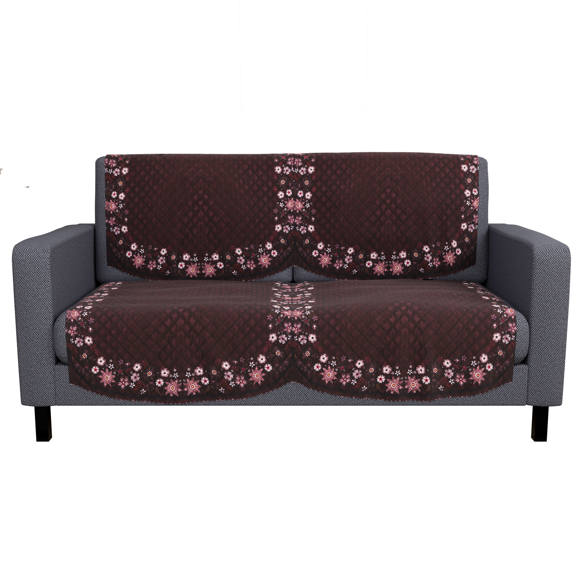 Kuber Industries  Classic  Velvet Sofa Cover Cloth  Washable  Durable Sofa Slipcover Set - Ideal Sofa Protector for Home  Office  Border Painting - Brown