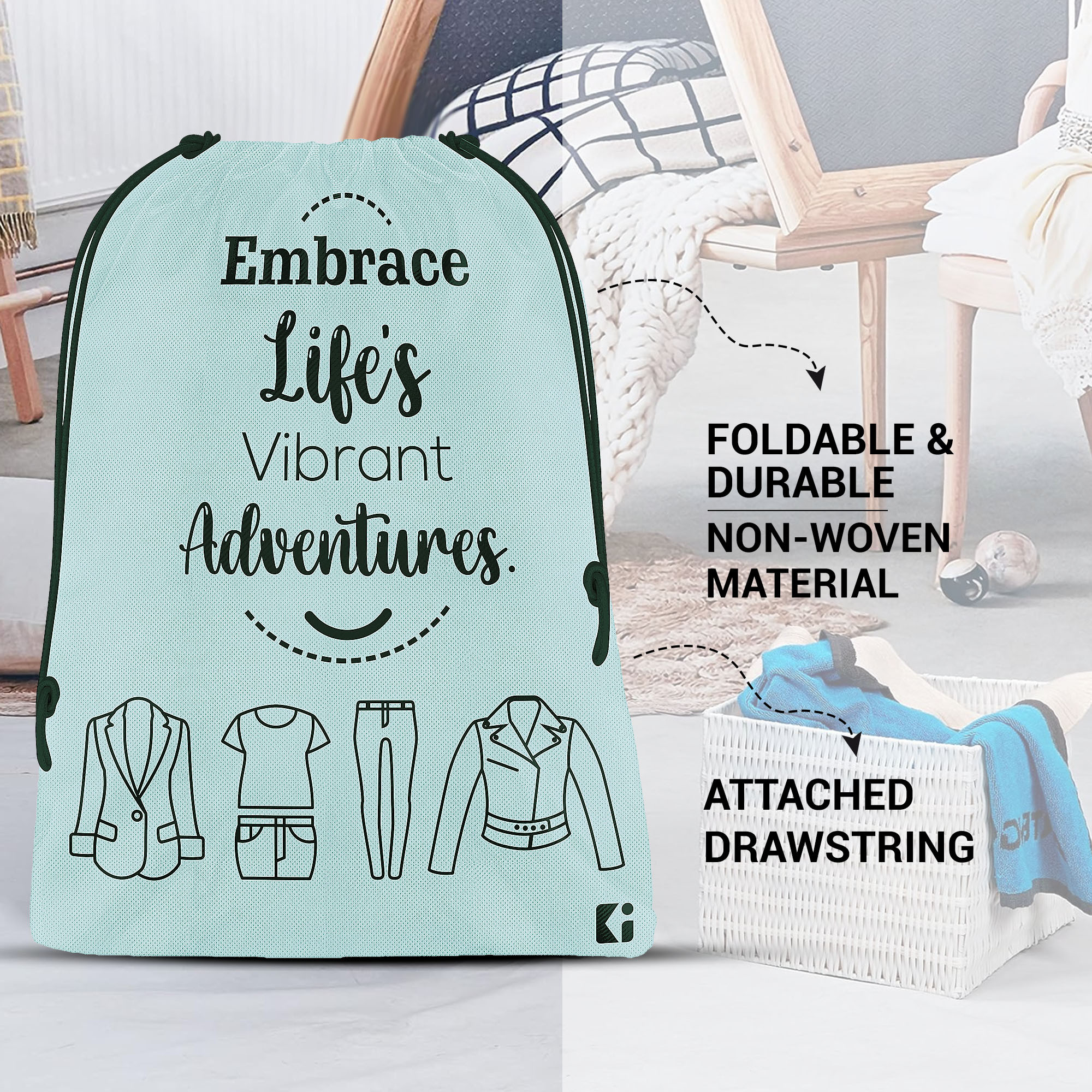 Kuber Industries  Cloth Storage Bag  Non-Woven Storage Organizer  Garments Cover for Laundry  Travel Storage Organizer for Clothing  Travel Cloth Carrying Bag    Grey