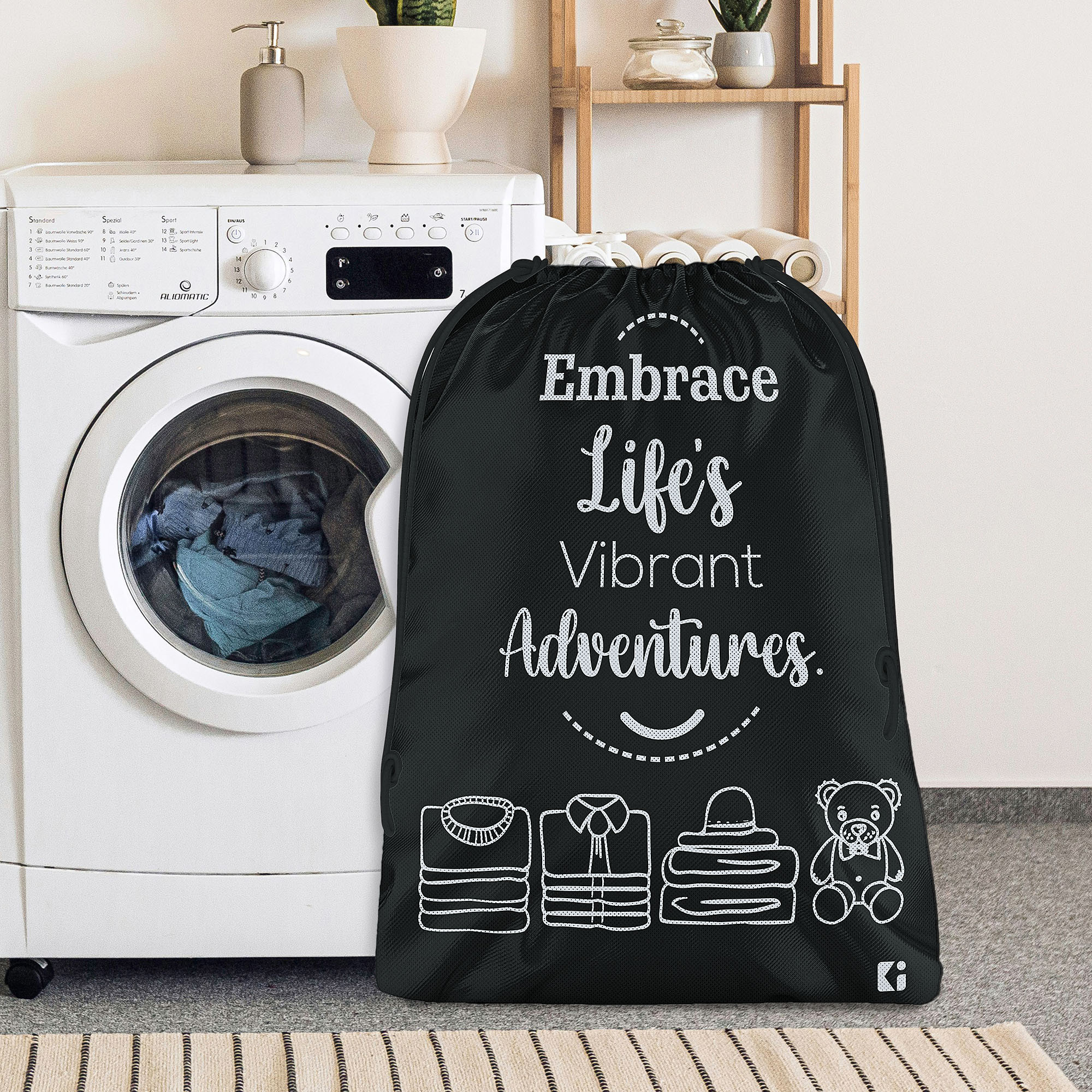 Kuber Industries  Cloth Storage Bag  Non-Woven Storage Organizer  Travel Pouches  Cloth Carrying Bag  Garments Cover for Laundry  Storage Organizer Bag for Clothing    Black