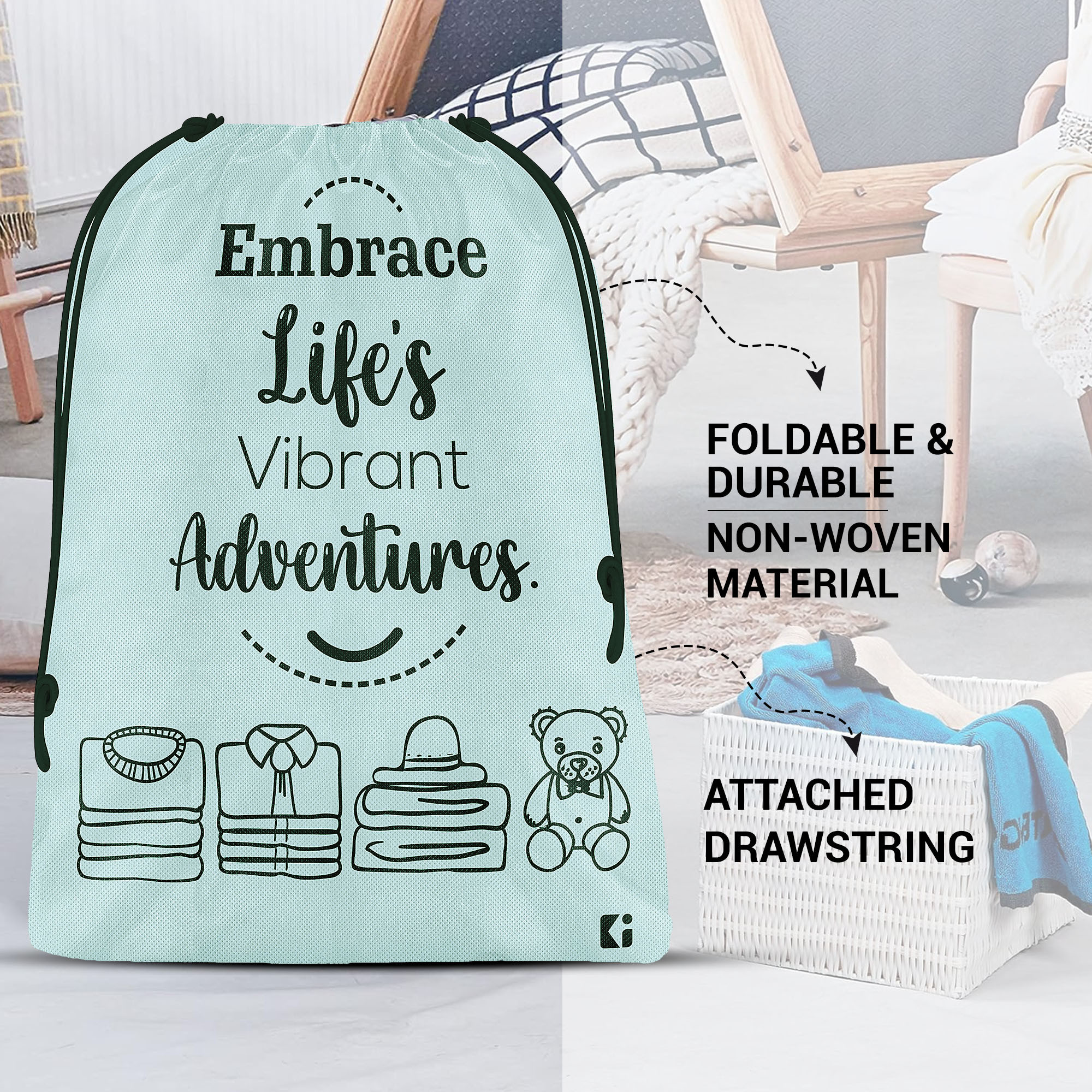 Kuber Industries  Cloth Storage Bag  Non-Woven Storage Organizer  Travel Pouches  Cloth Carrying Bag  Garments Cover for Laundry  Storage Organizer Bag for Clothing    Grey