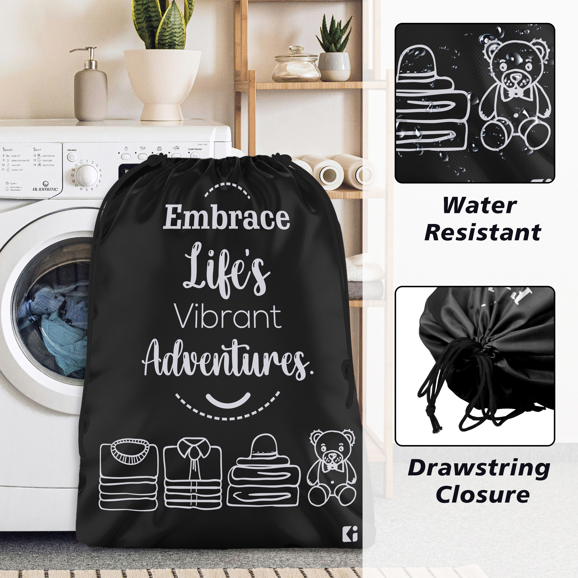 Kuber Industries  Cloth Storage Bag  Storage Organizer  Parachute Cloth Organizer  Waterproof Garments Cover  Travel Storage Organizer Bag for Clothing    Black