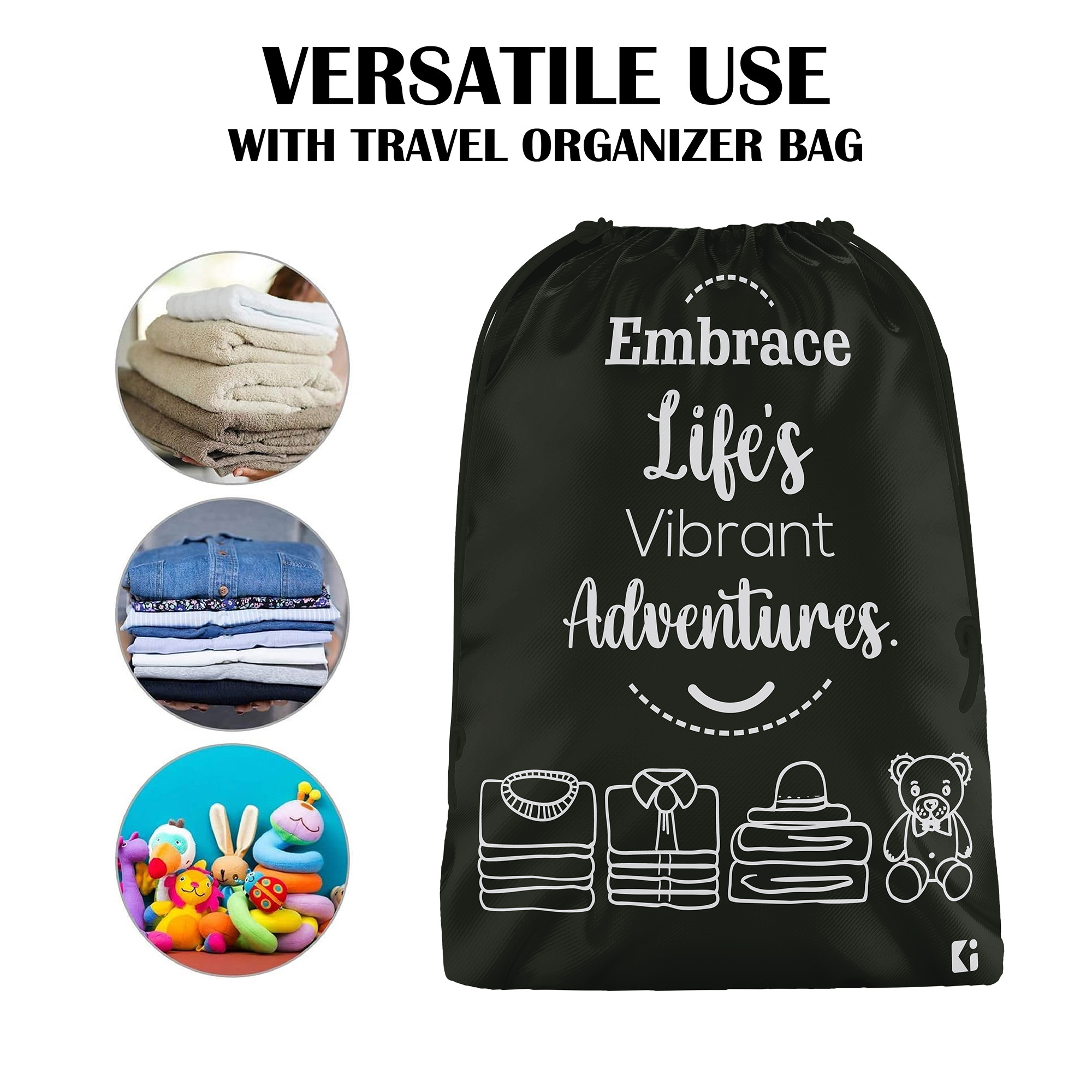 Kuber Industries  Cloth Storage Bag  Storage Organizer  Parachute Cloth Organizer  Waterproof Garments Cover  Travel Storage Organizer Bag for Clothing    Black