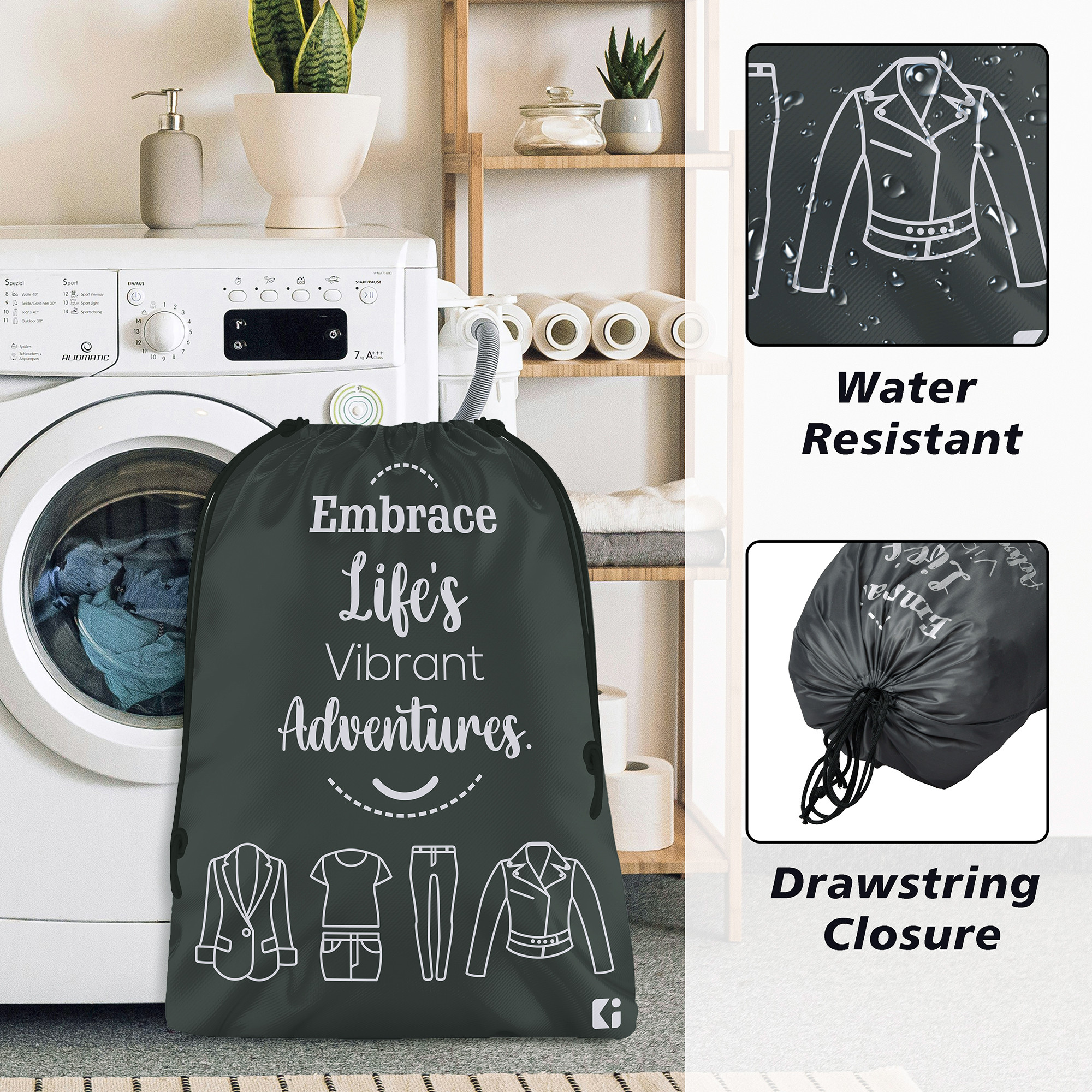 Kuber Industries  Cloth Storage Bag  Storage Organizer  Travel Cloth Carrying Bag  Waterproof Garments Cover  Parachute Storage Organizer for Clothing    Grey