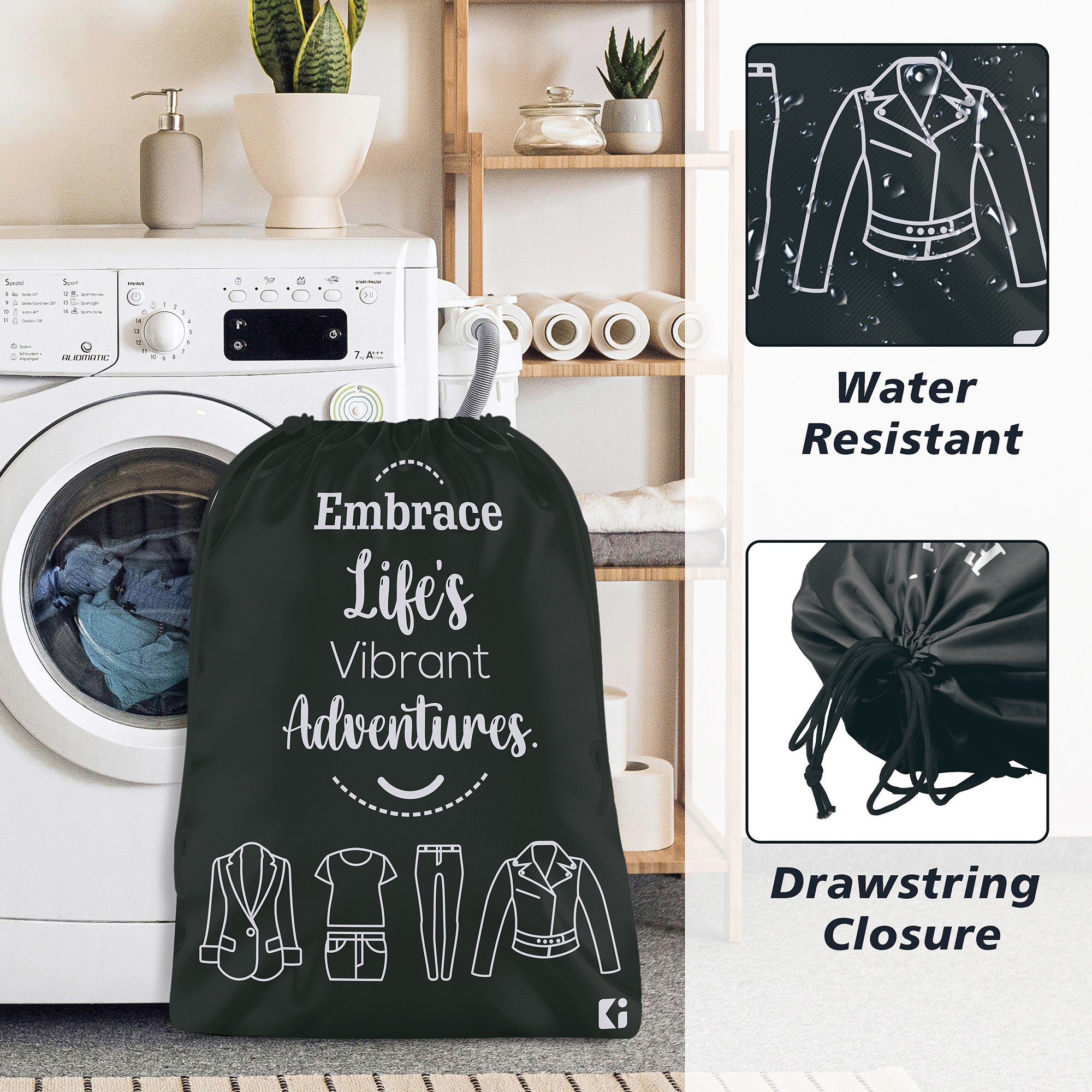 Kuber Industries  Cloth Storage Bag  Storage Organizer  Travel Cloth Carrying Bag  Waterproof Garments Cover  Parachute Storage Organizer for Clothing    Black