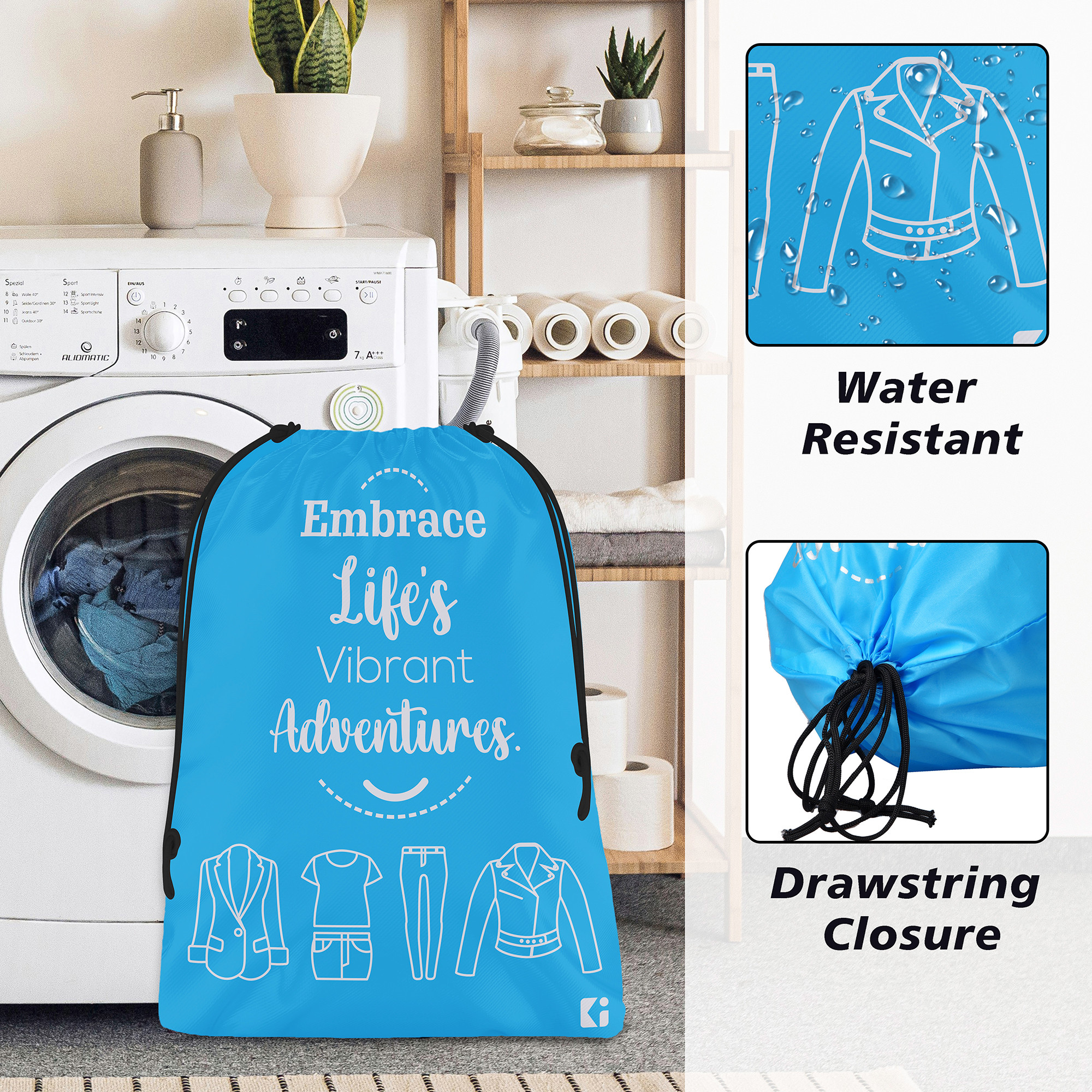 Kuber Industries  Cloth Storage Bag  Storage Organizer  Travel Cloth Carrying Bag  Waterproof Garments Cover  Parachute Storage Organizer for Clothing    Sky Blue