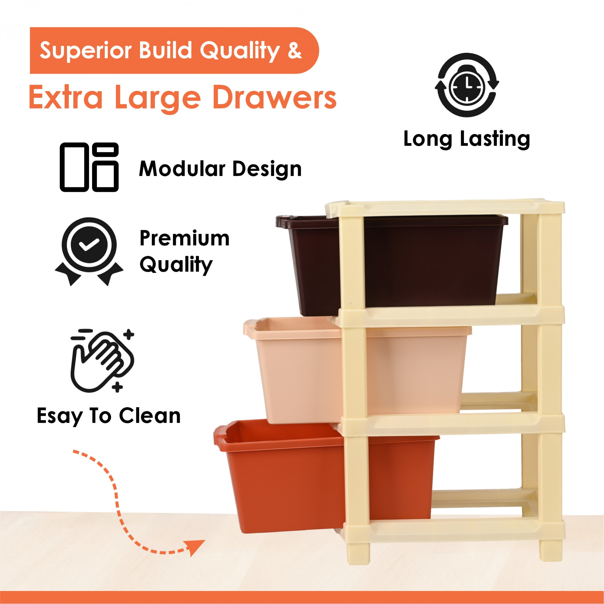 Kuber Industries  Collapsible Multipurpose Plastic Drawers Storage Organizer  Durable CabinetsStorage Rack for Kitchen  Kids Toy Box  Shelf for HomeOffice  Brown