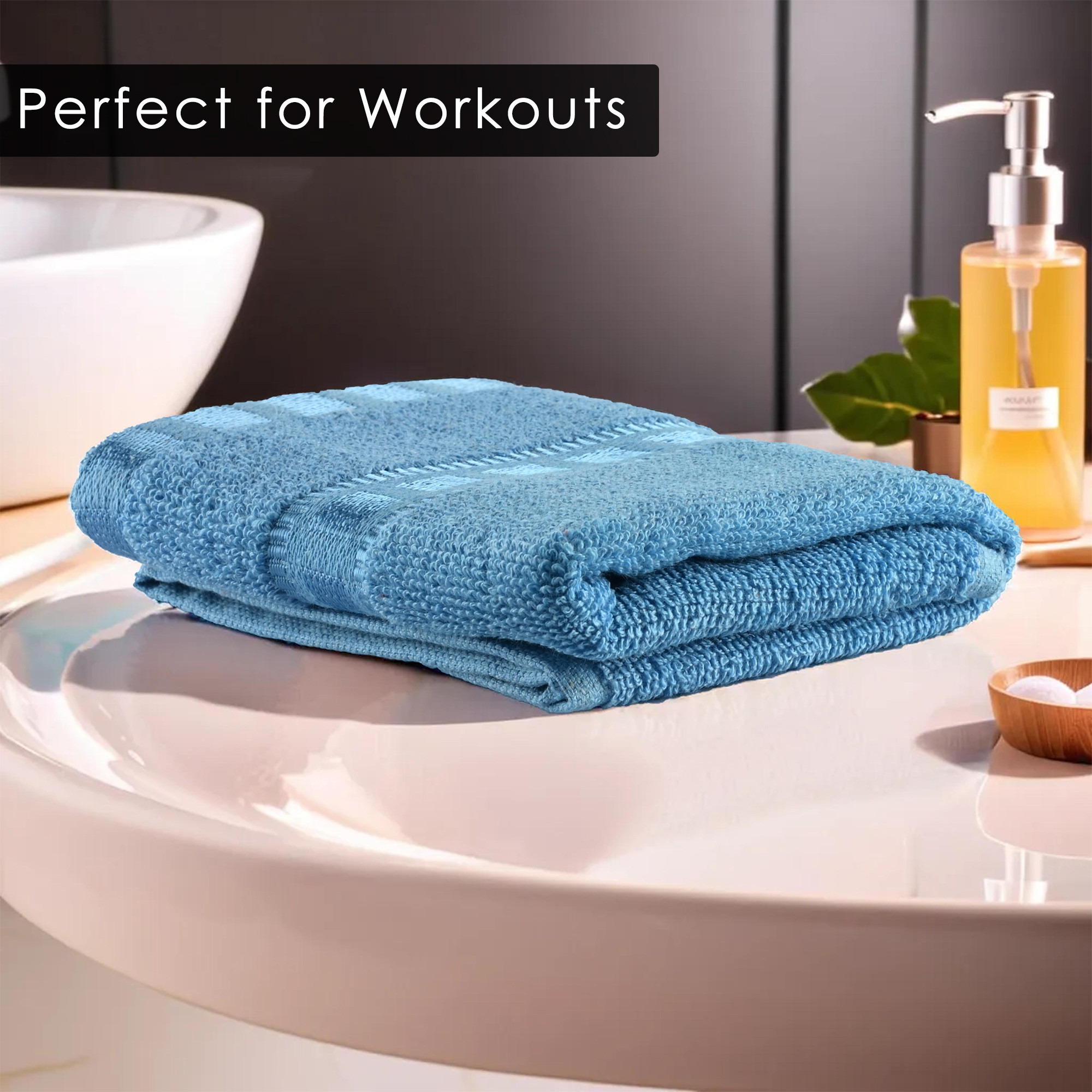 Kuber Industries  Cotton HandFace Towels For Men  Women  Easily Washable  Workout Gym Napkins For Men  Pocket Towel - Sky Blue