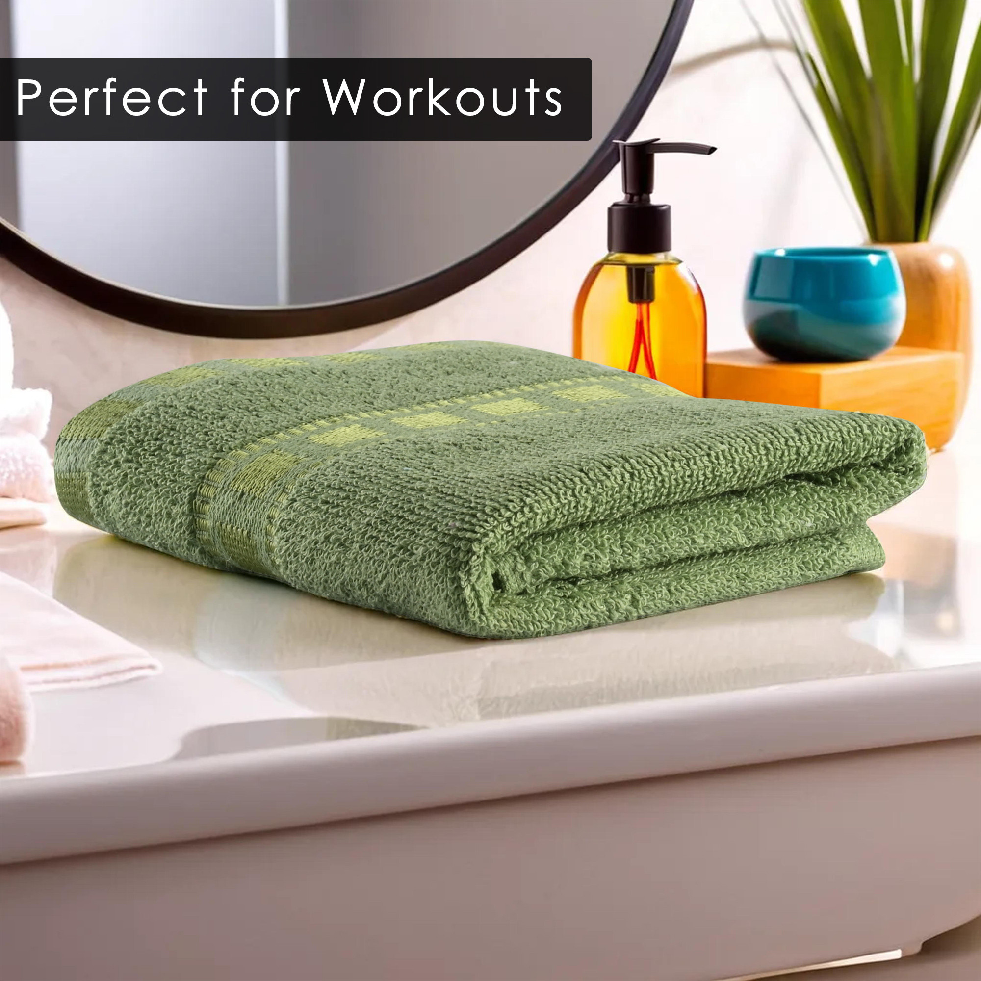 Kuber Industries  Cotton HandFace Towels For Men  Women  Easily Washable  Workout Gym Napkins For Men  Pocket Towel - Green