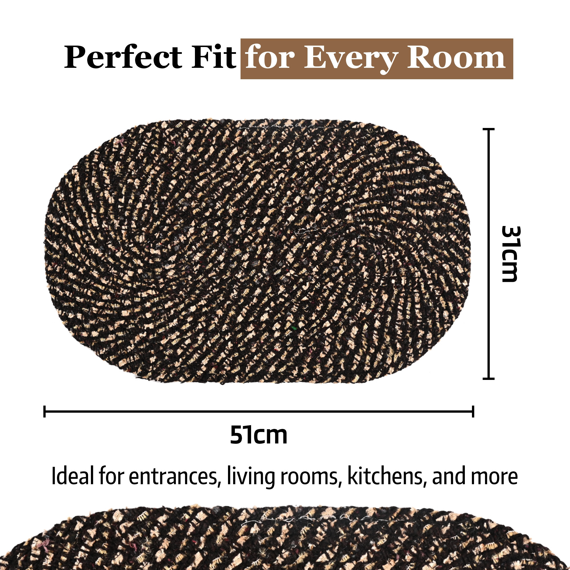 Kuber Industries  Cotton Outdoor Mats for Home Entrance  Machine Washable Floor Mats for Home  IndoorOutdoor Paidan for Office  Feather Glory - Brown  Golden