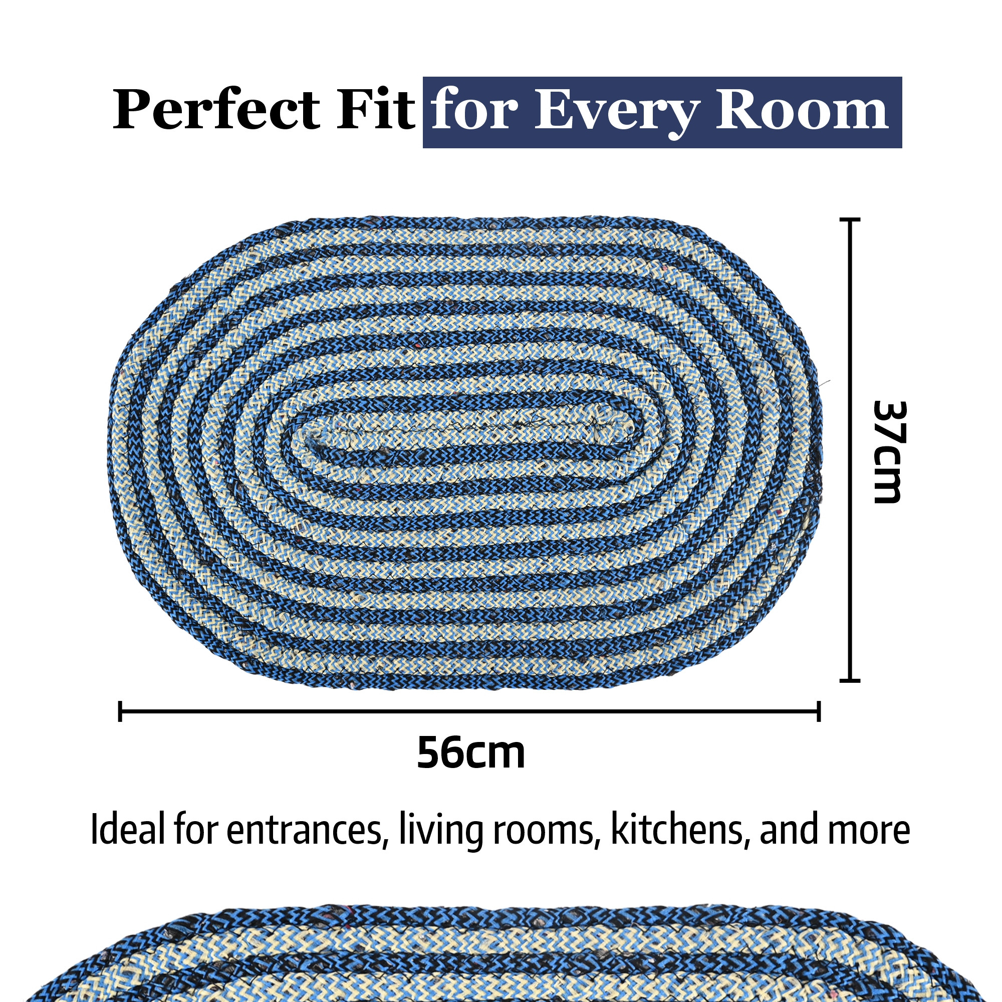 Kuber Industries  Cotton Outdoor Mats for Home Entrance  Machine Washable Floor Mats for Home  IndoorOutdoor Paidan for Office  Poly Diamond - Blue