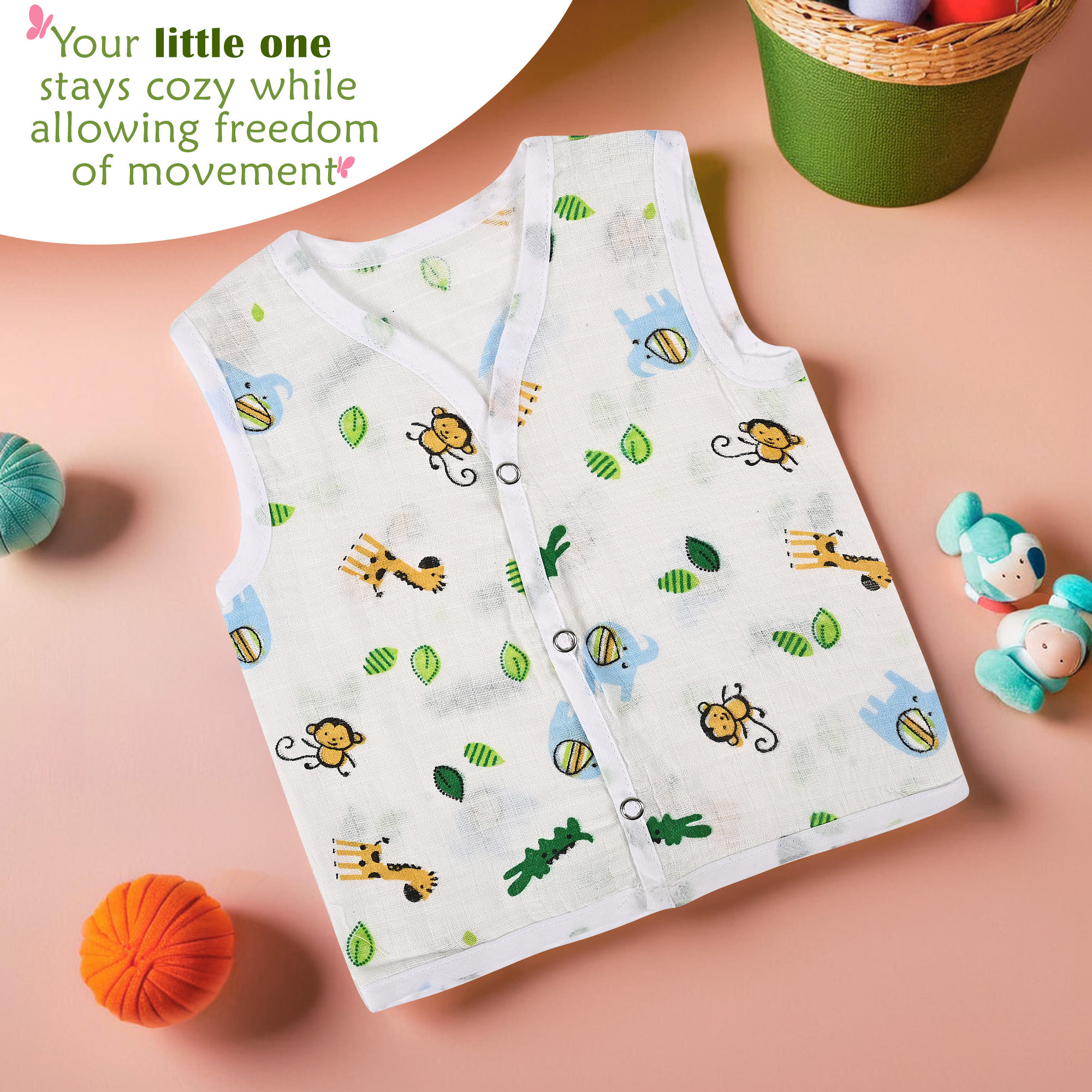 Kuber Industries  Cotton Tees Jhablas for New Born Baby 0-3 Months  Front Open Clothes With Snap Buttons  Cut Sleeves-  White