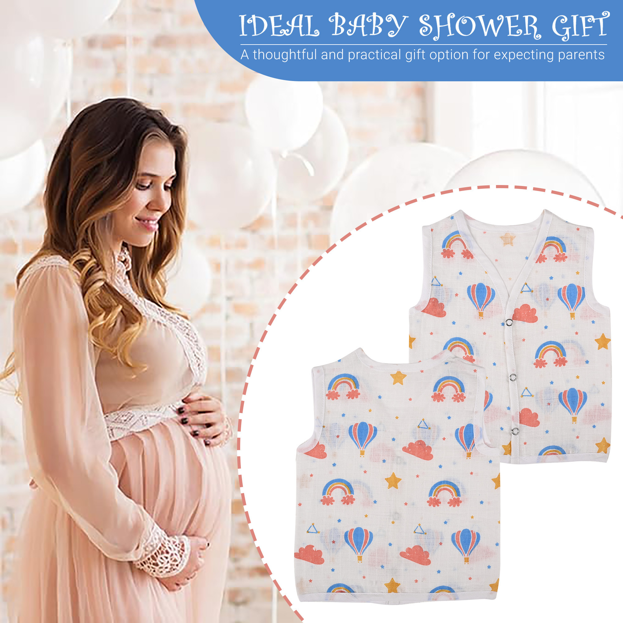 Kuber Industries  Cotton Tees Jhablas for New Born Baby 0-3 Months  Front Open Clothes With Snap Buttons  Cut Sleeves-  White