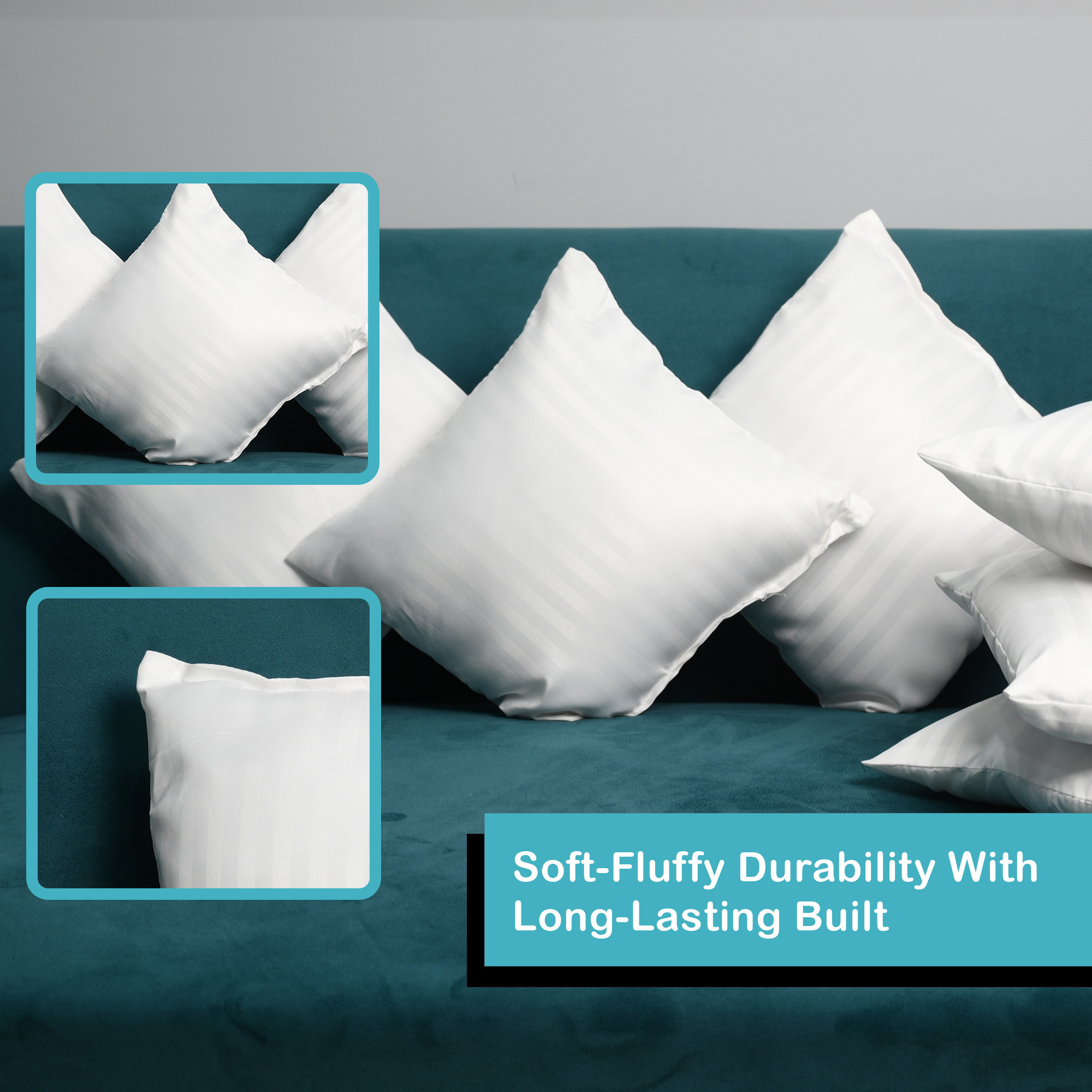 Kuber Industries  Cushion Filler  12x  Pillow Cushion Filler  Fluffy Microfiber Cushion Filler for Sofa-Living Room-Bedroom Dcor  Throw Couch Cushion Pillow Filler  White