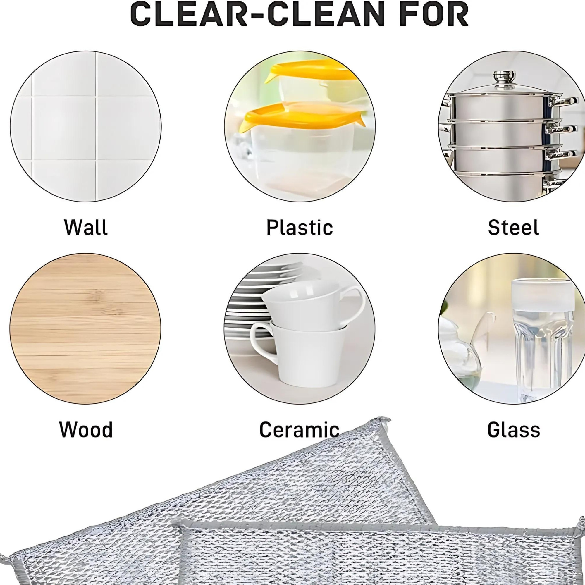 Kuber Industries  Double Layered Non-Scratch Wire Dish Cloth  Stove Cleaning Scrubber  Dish Washing Cloth For Kitchen Use  Silver