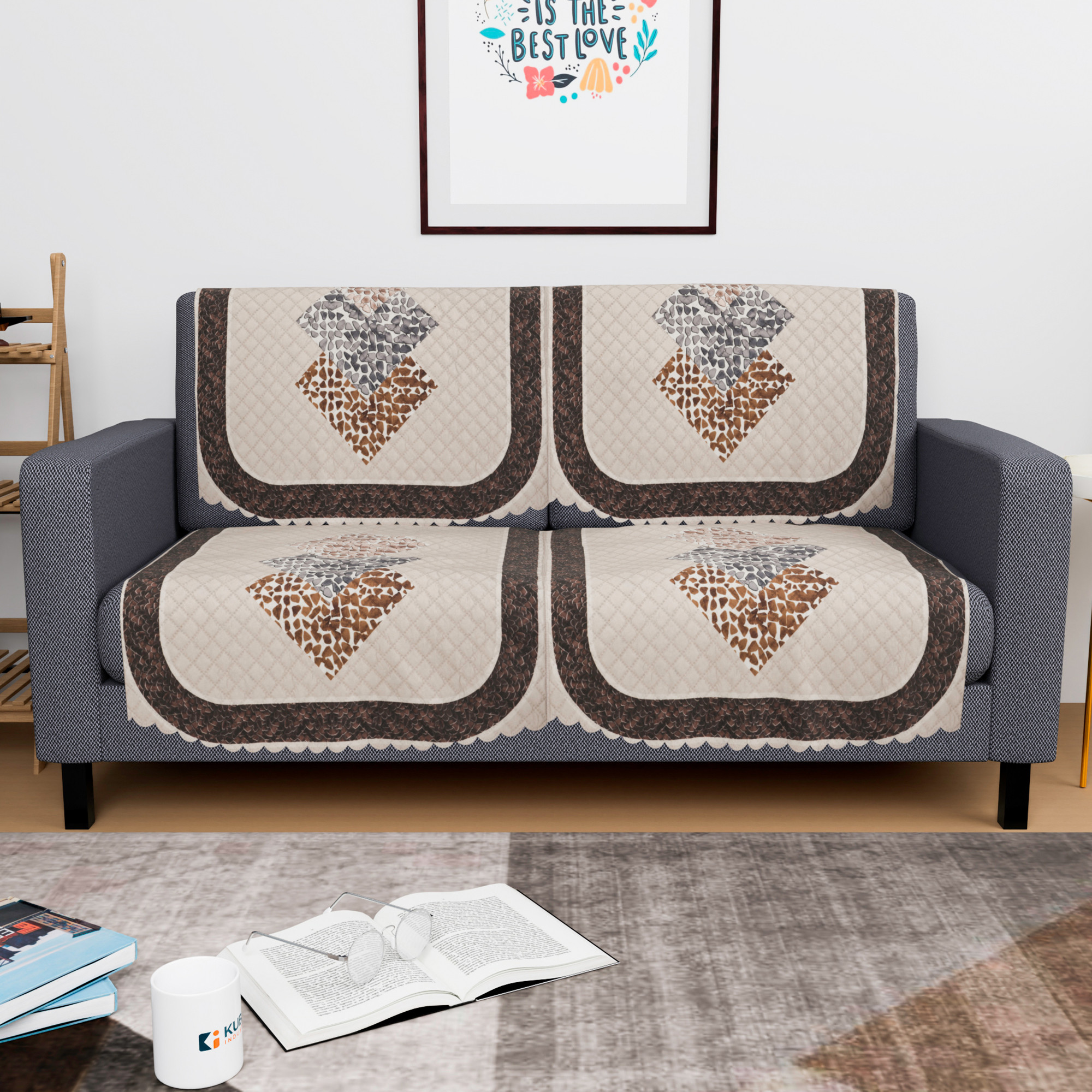 Kuber Industries  Durable  Sofa Covers for Living Room  Sofe ke cover for Protection  Comfort for Home Furniture  Stone Ultra Sonic BMW - Cream Brown