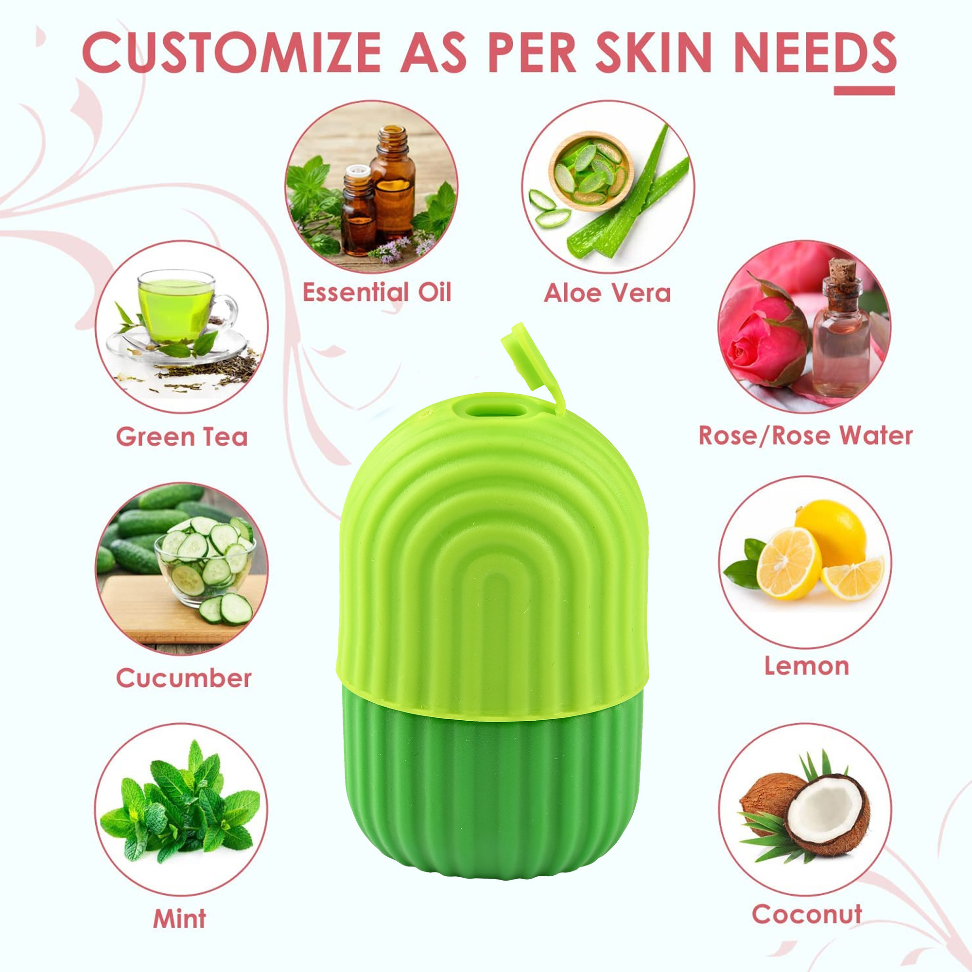 Kuber Industries  Face Ice Roller For Women  Men  Reusable  Long Lasting Face Icing Massager for Glowing Skin and Puffy Eyes  Green