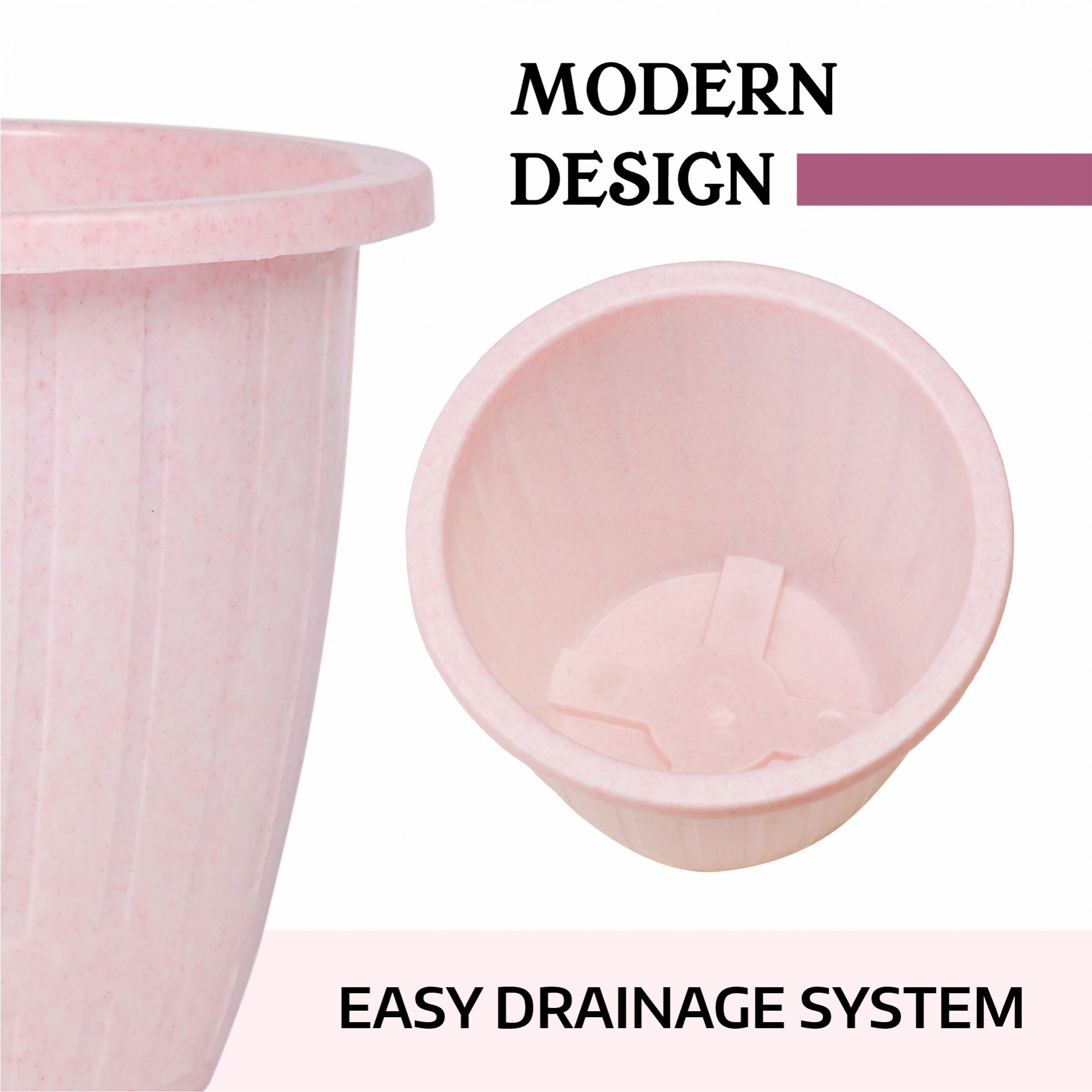 Kuber Industries  Flower Pot  Flower Pot for Living Room  Flower Planters for Home-Lawns  Gardening  Window Planters  Flower Pots for Balcony  Marble Duro    Pink