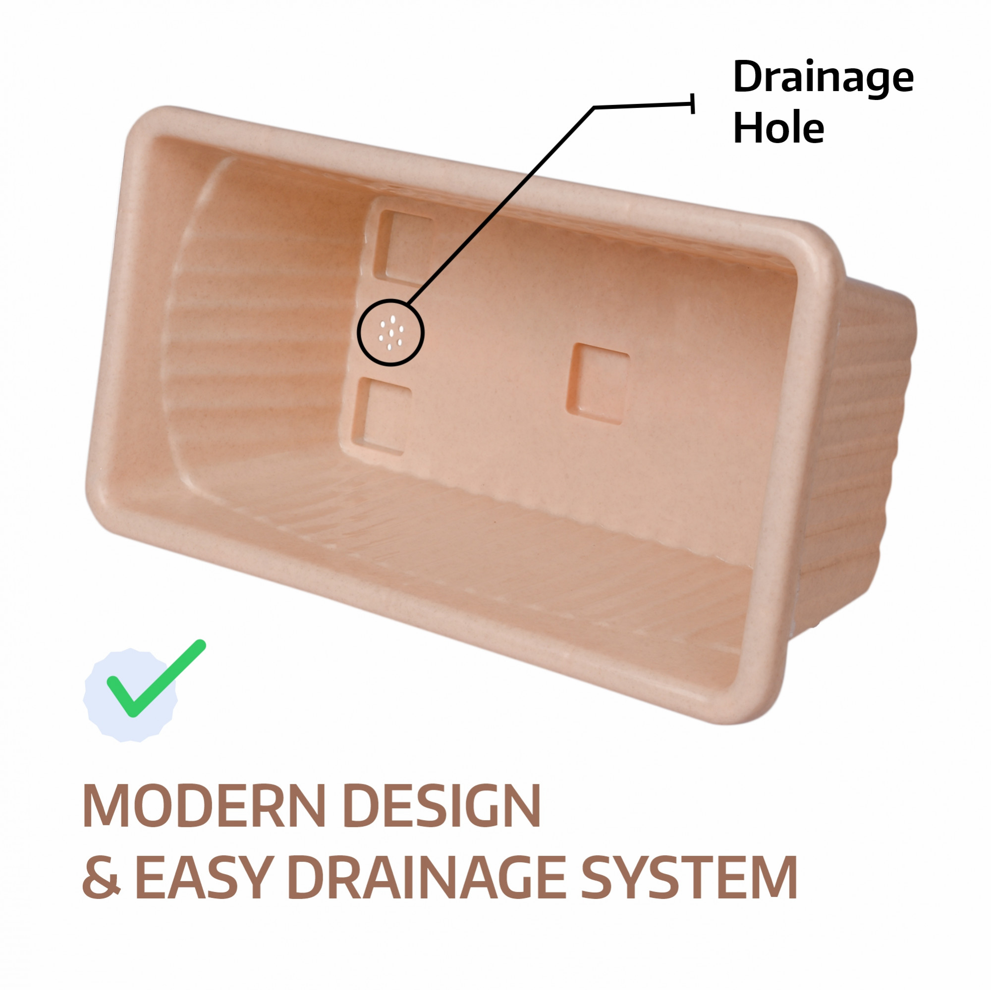 Kuber Industries  Flower Pot  Flower Pot for Living Room-Office  Flower Planters for Home-Lawns  Gardening  Window Planters  Flower Pots for Balcony  Marble Jupitar  Peach