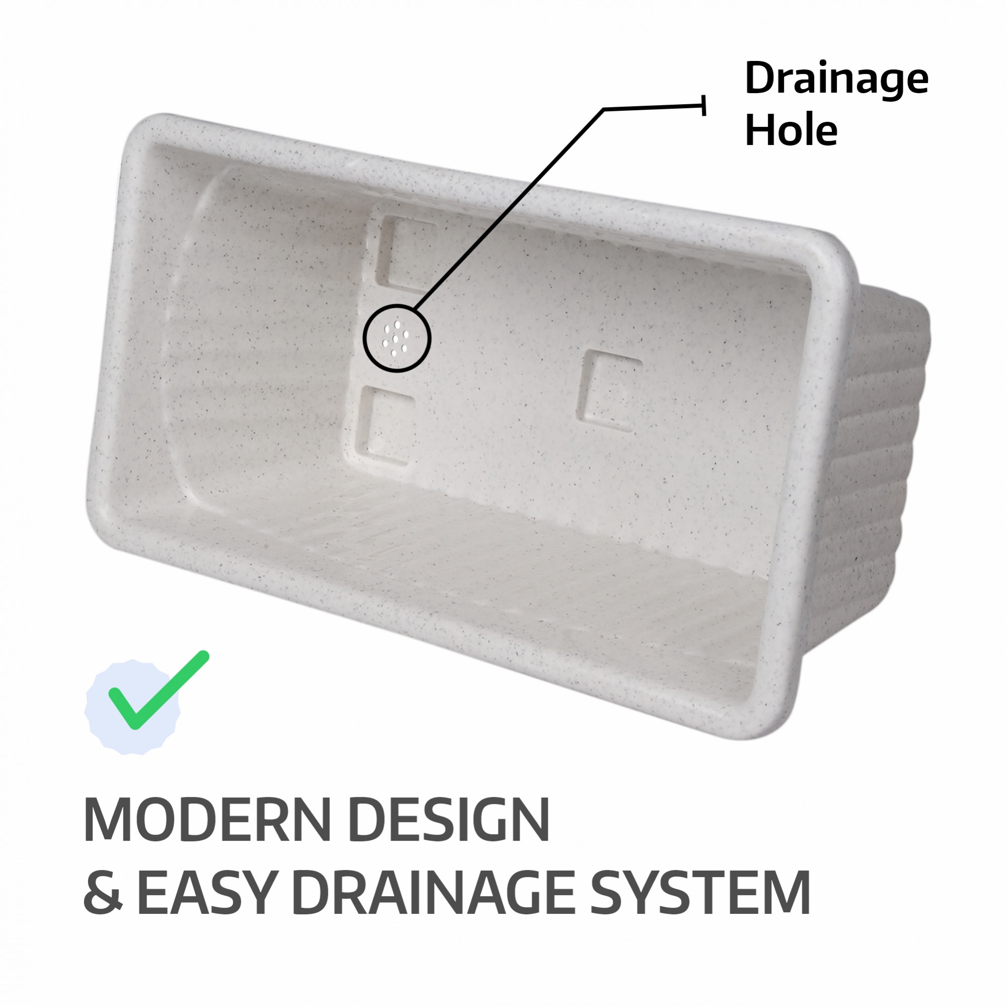 Kuber Industries  Flower Pot  Flower Pot for Living Room-Office  Flower Planters for Home-Lawns  Gardening  Window Planters  Flower Pots for Balcony  Marble Jupitar  White