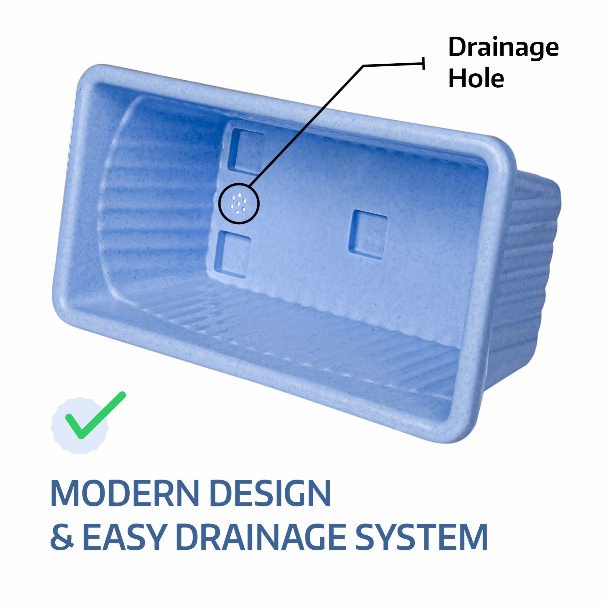 Kuber Industries  Flower Pot  Flower Pot for Living Room-Office  Flower Planters for Home-Lawns  Gardening  Window Planters  Flower Pots for Balcony  Marble Jupitar  Sky Blue