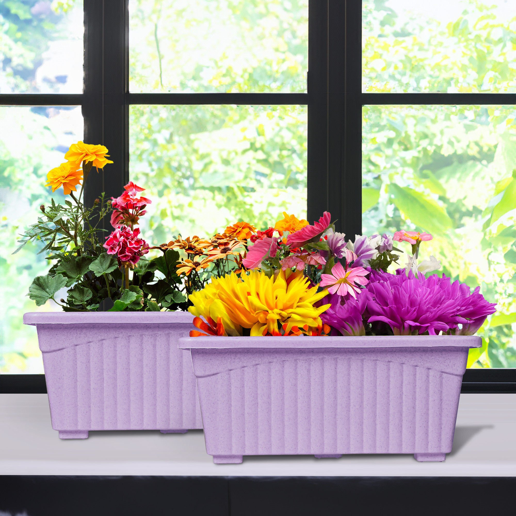 Kuber Industries  Flower Pot | Flower Pot for Living Room-Office | Flower Planters for Home-Lawns & Gardening | Window Planters | Flower Pots for Balcony | Marble Jupitar | Purple