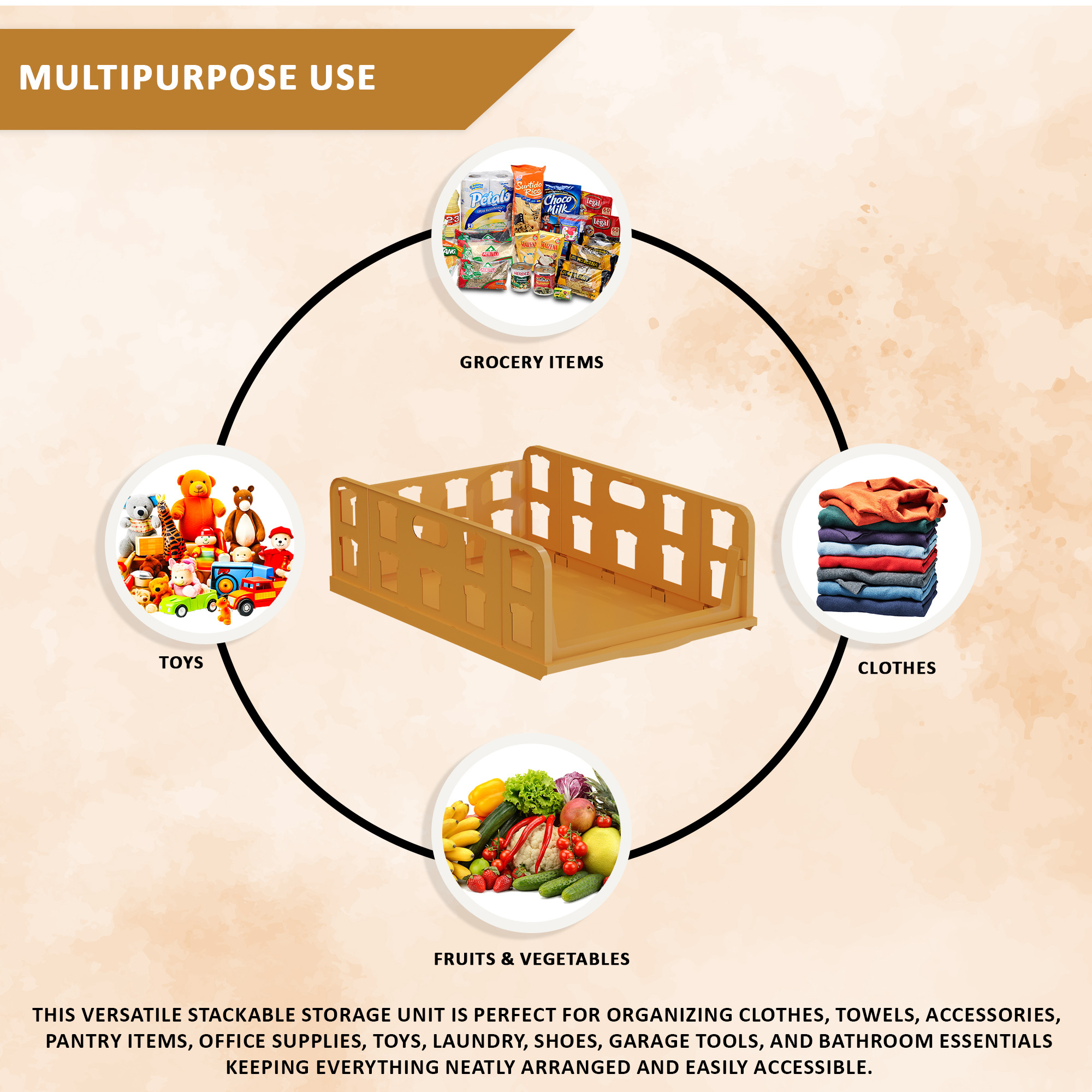 Kuber Industries  Foldable Kids Wardrobe Organizer for Clothes Storage  Stackable Slide Out Baby Dress Organiser for Wardrobe - Home Organizers for Girls Cupboard Closet  Brown