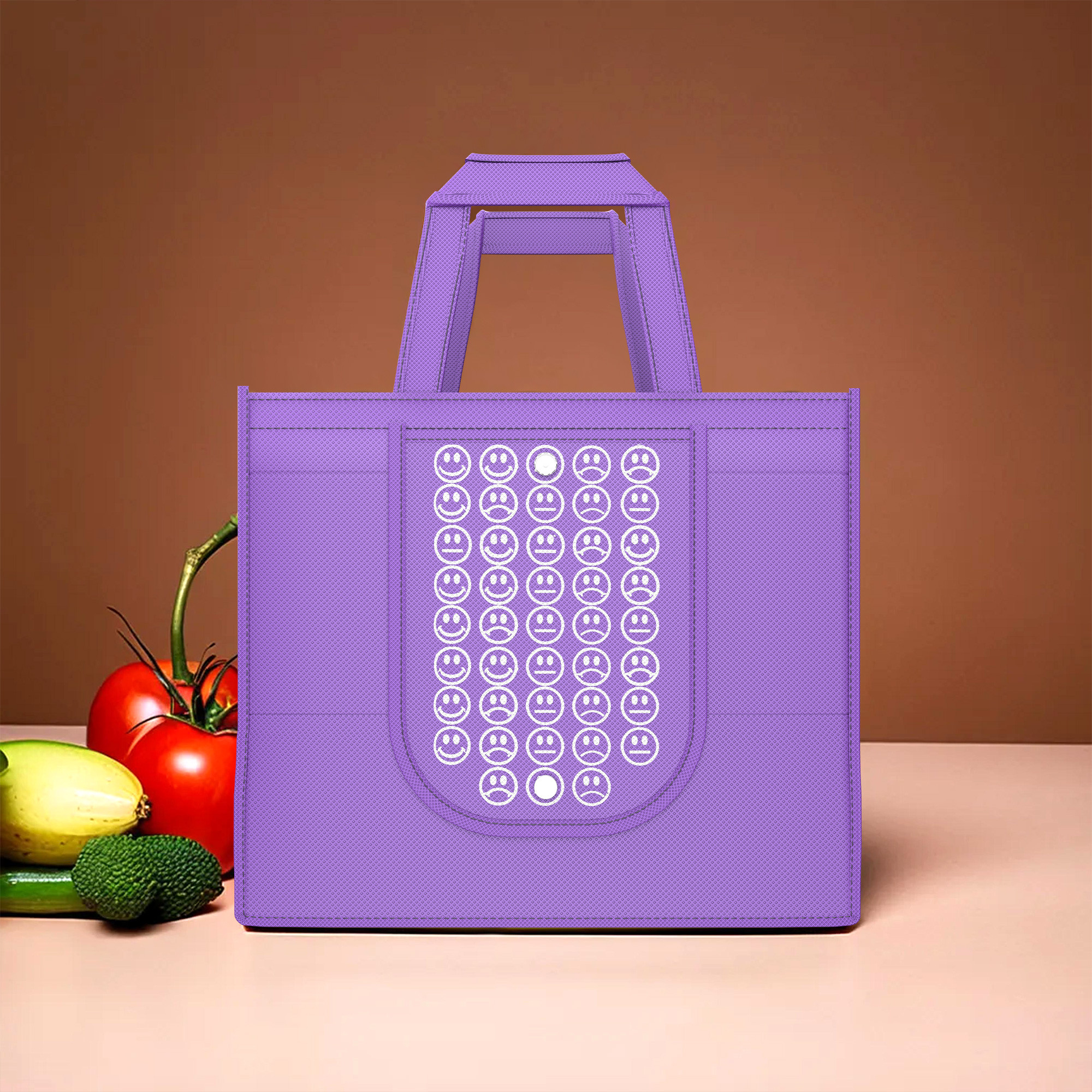 Kuber Industries  Foldable Shopping Bags For Women  GroceryVegetable Bags For Market  JholaThela  Daily Use Bags  Smile- Purple