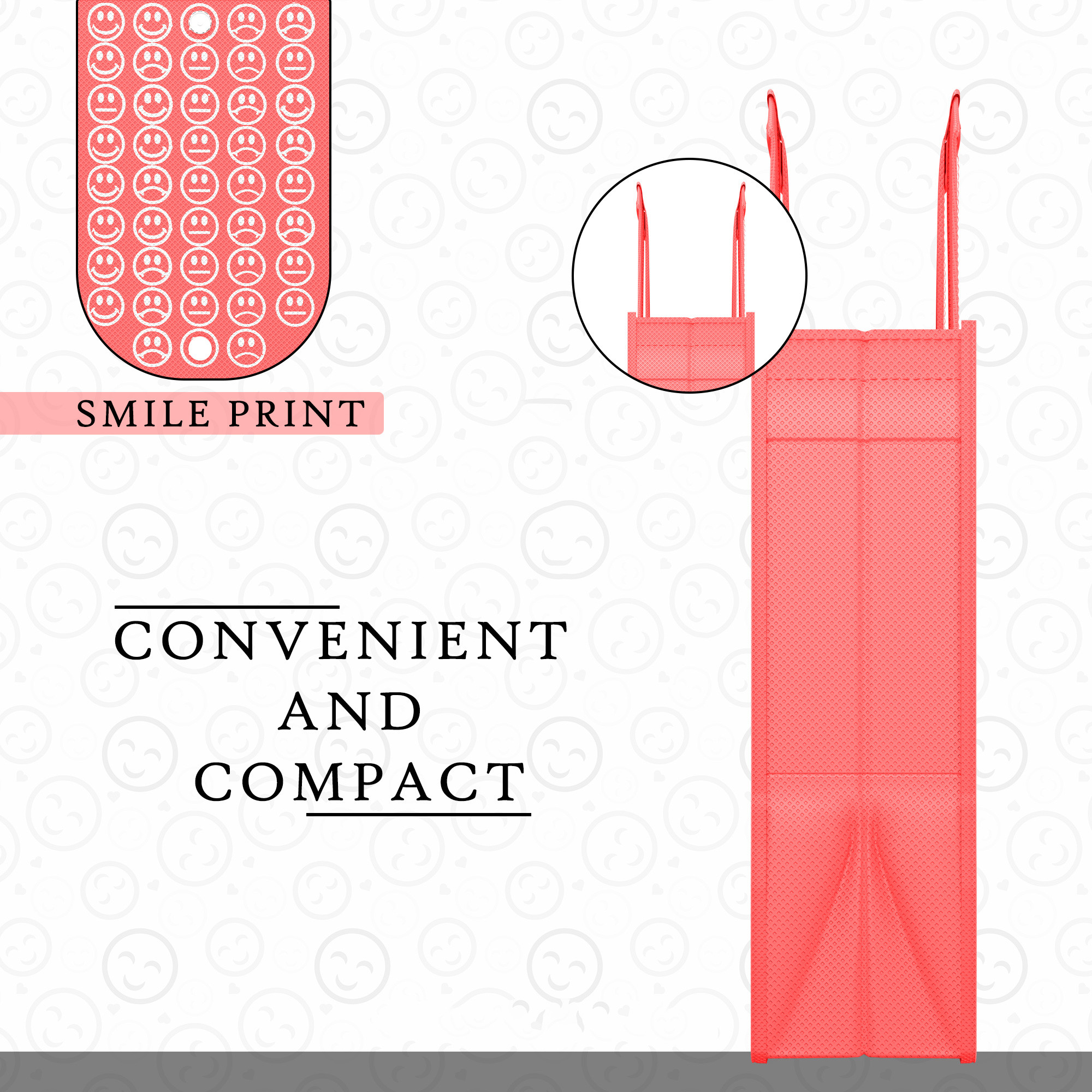 Kuber Industries  Foldable Shopping Bags For Women  GroceryVegetable Bags For Market  JholaThela  Daily Use Bags  Smile- Red