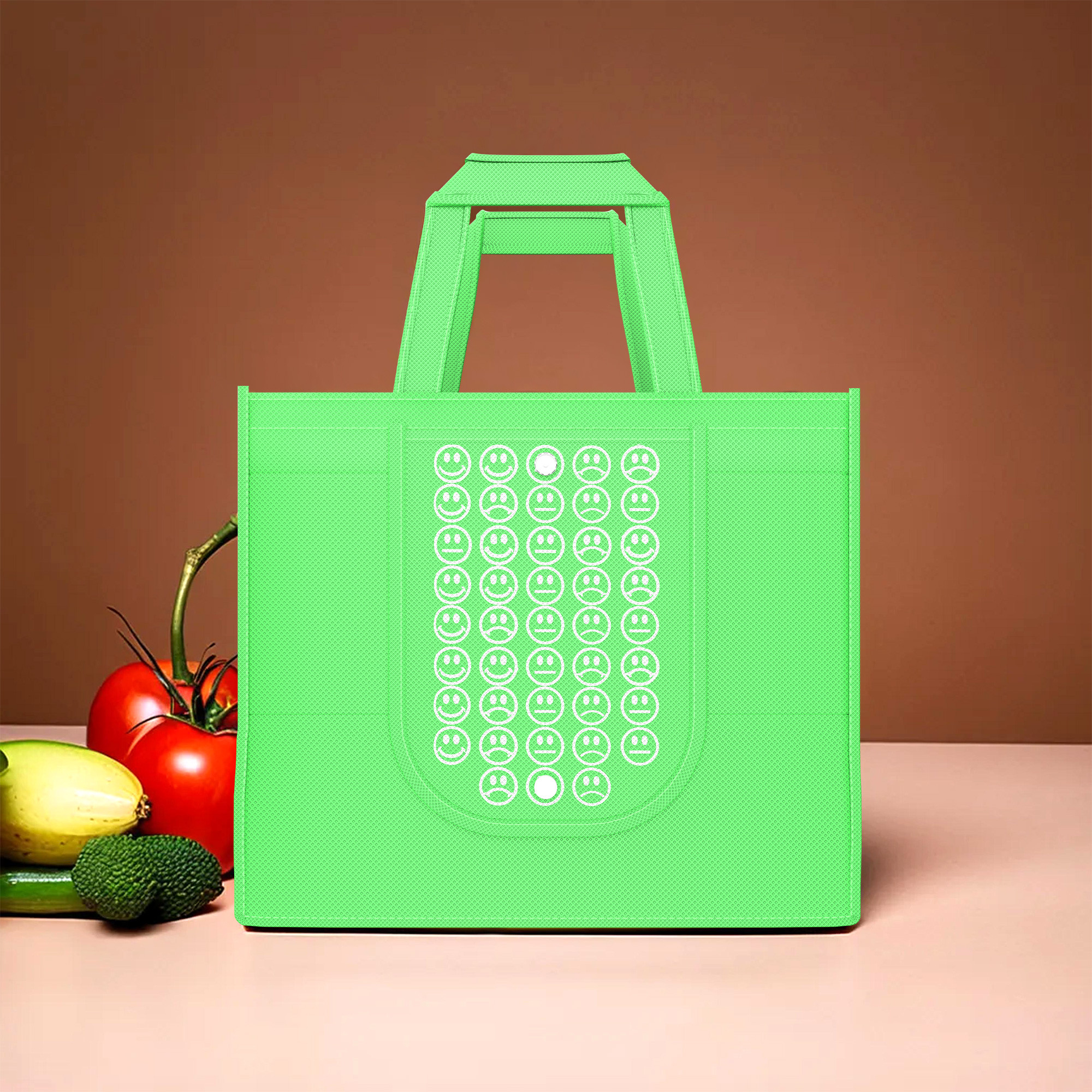 Kuber Industries  Foldable Shopping Bags For Women  GroceryVegetable Bags For Market  JholaThela  Daily Use Bags  Smile- Green