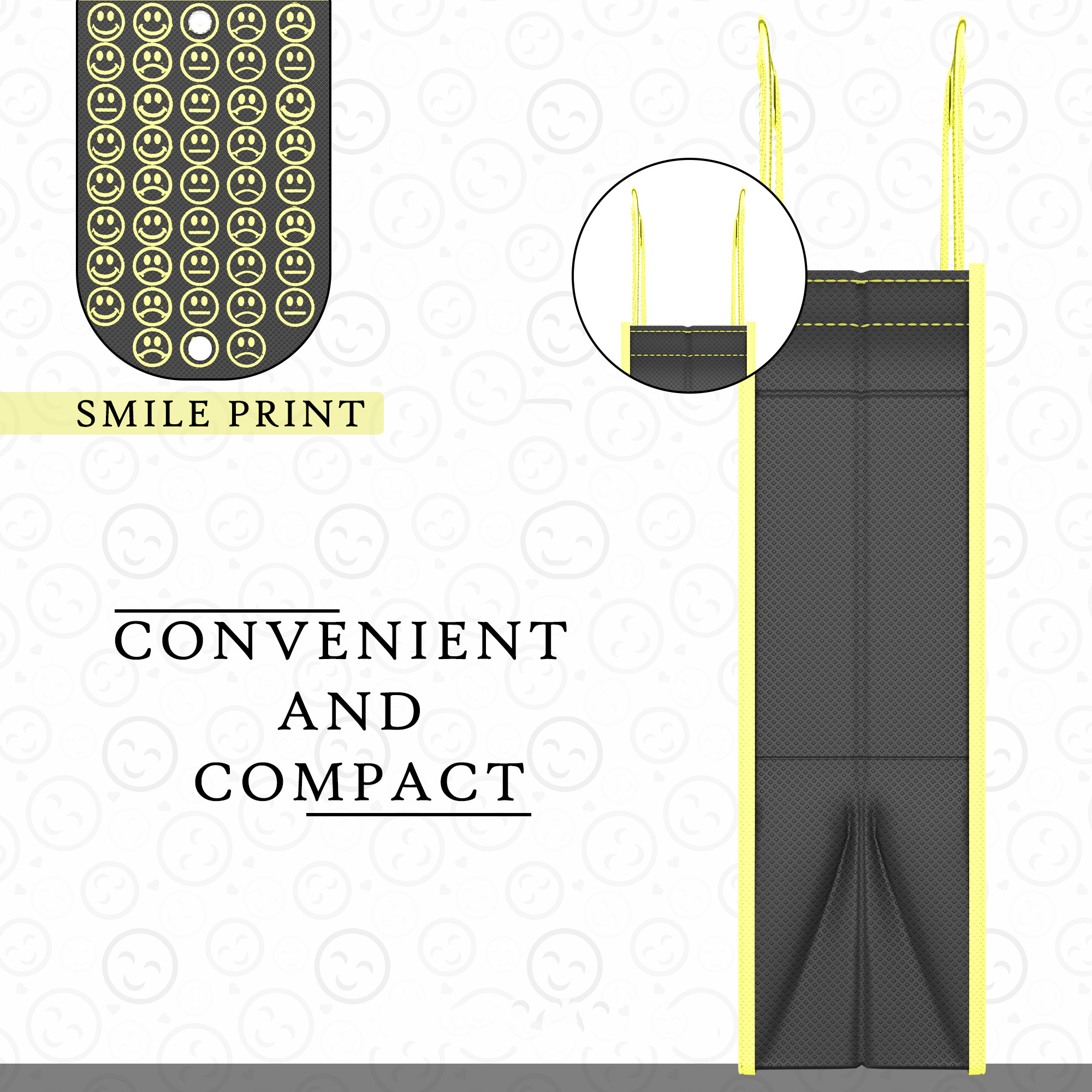 Kuber Industries  Foldable Shopping Bags For Women  GroceryVegetable Bags For Market  JholaThela  Daily Use Bags  Smile- Black  Yellow