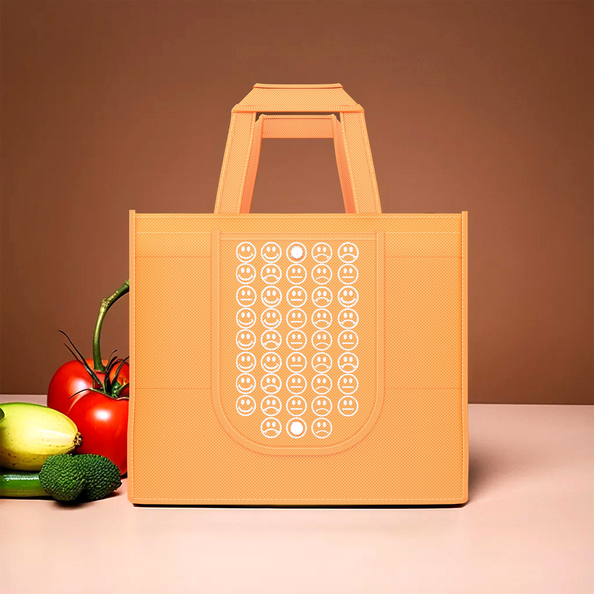 Kuber Industries  Foldable Shopping Bags For Women  GroceryVegetable Bags For Market  JholaThela  Daily Use Bags  Smile- Orange