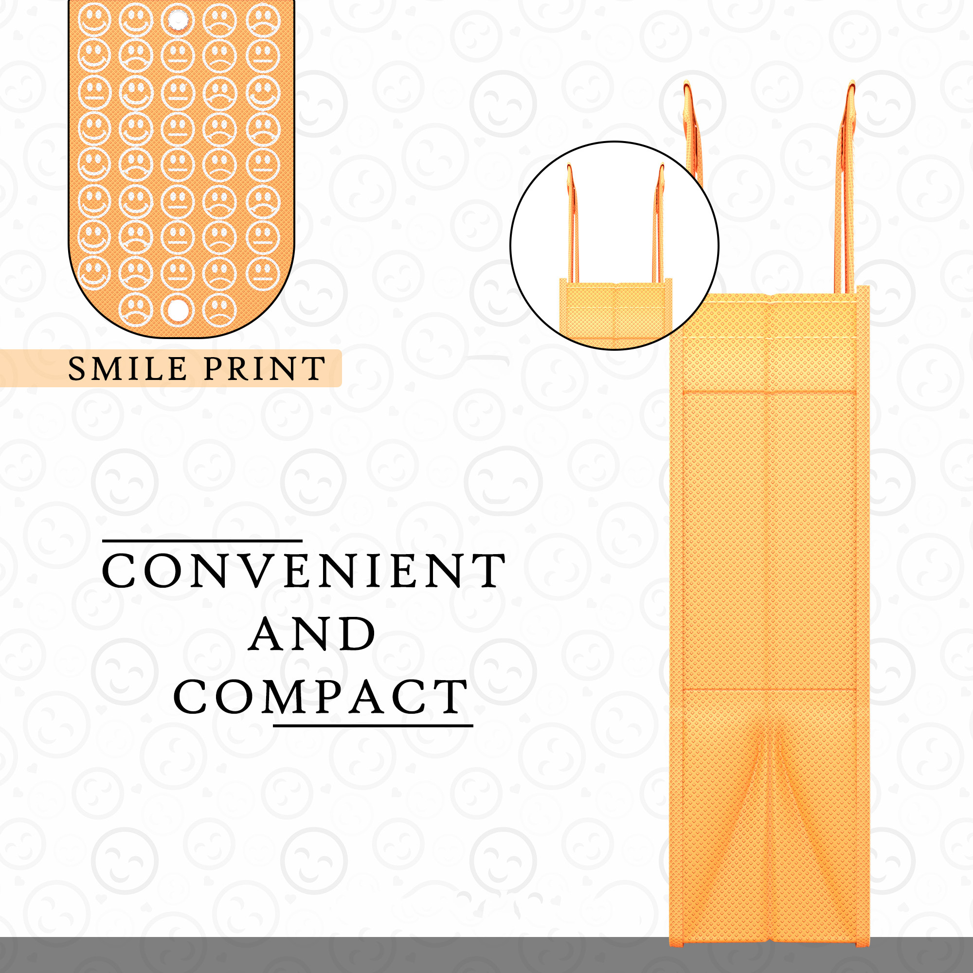 Kuber Industries  Foldable Shopping Bags For Women  GroceryVegetable Bags For Market  JholaThela  Daily Use Bags  Smile- Orange